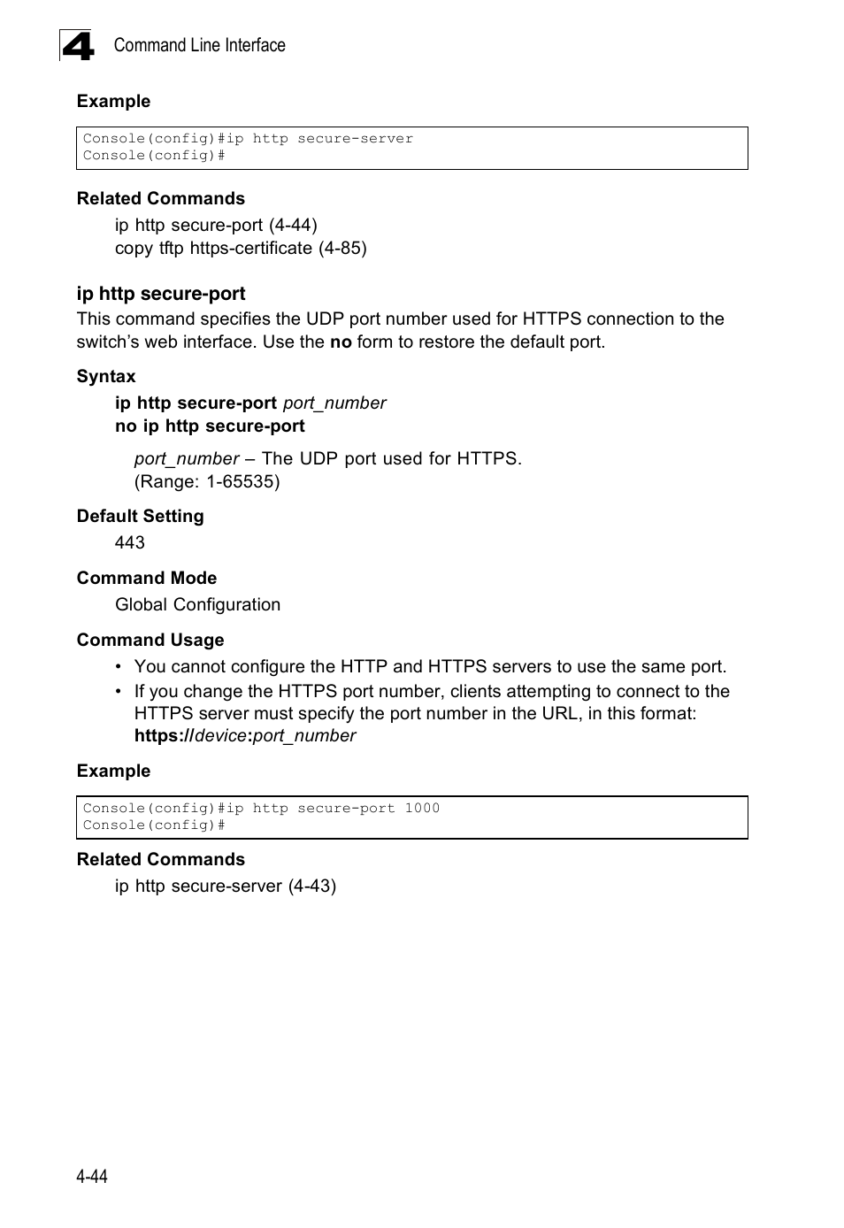 Ip http secure-port | Accton Technology Edge-corE Fast Ethernet Switch ES3528M-SFP User Manual | Page 340 / 644