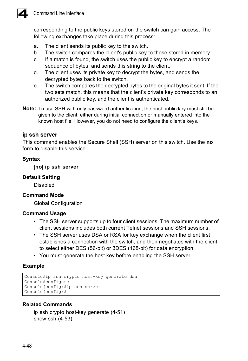 Ip ssh server, E ip ssh server com | Accton Technology Edge-corE Fast Ethernet Switch ES3528M-SFP User Manual | Page 344 / 644