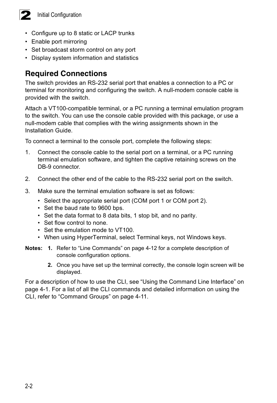 Required connections | Accton Technology Edge-corE Fast Ethernet Switch ES3528M-SFP User Manual | Page 42 / 644