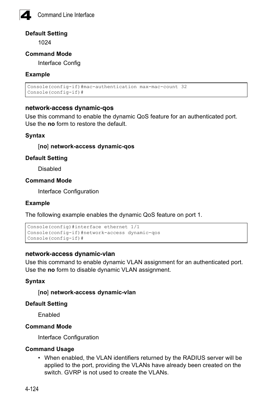 Network-access dynamic-qos, Network-access dynamic-vlan | Accton Technology Edge-corE Fast Ethernet Switch ES3528M-SFP User Manual | Page 420 / 644