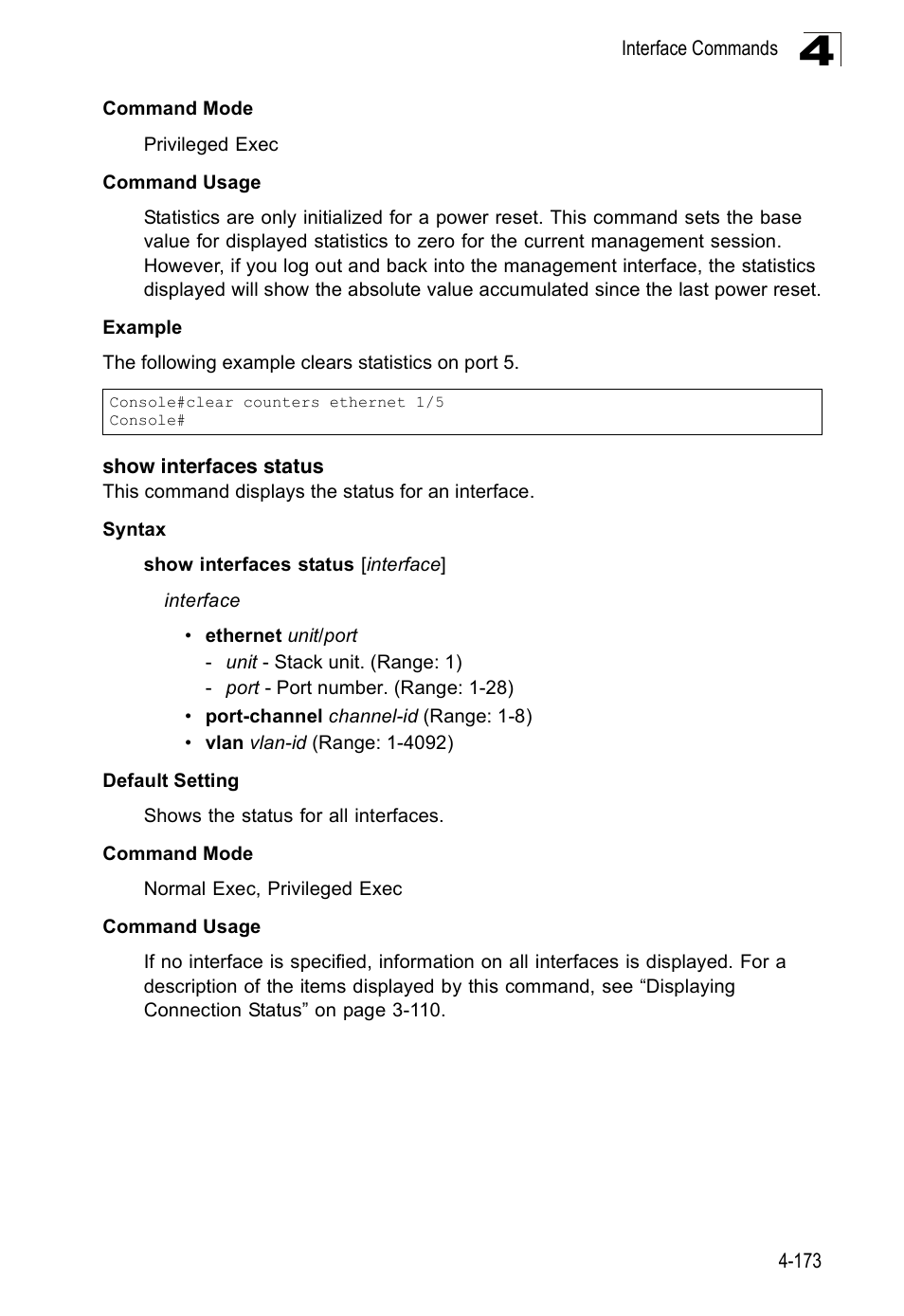 Show interfaces status | Accton Technology Edge-corE Fast Ethernet Switch ES3528M-SFP User Manual | Page 469 / 644