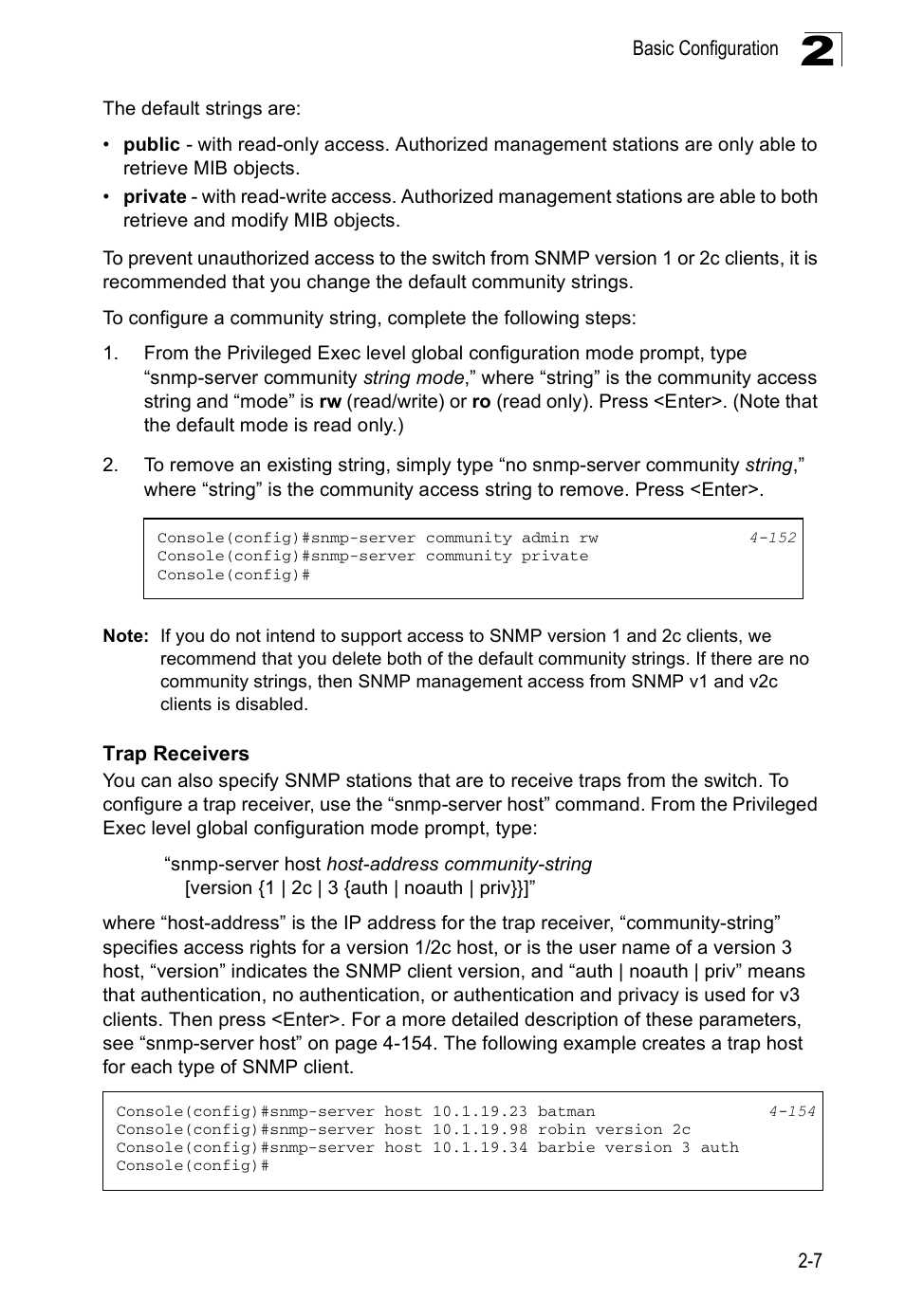 Trap receivers | Accton Technology Edge-corE Fast Ethernet Switch ES3528M-SFP User Manual | Page 47 / 644