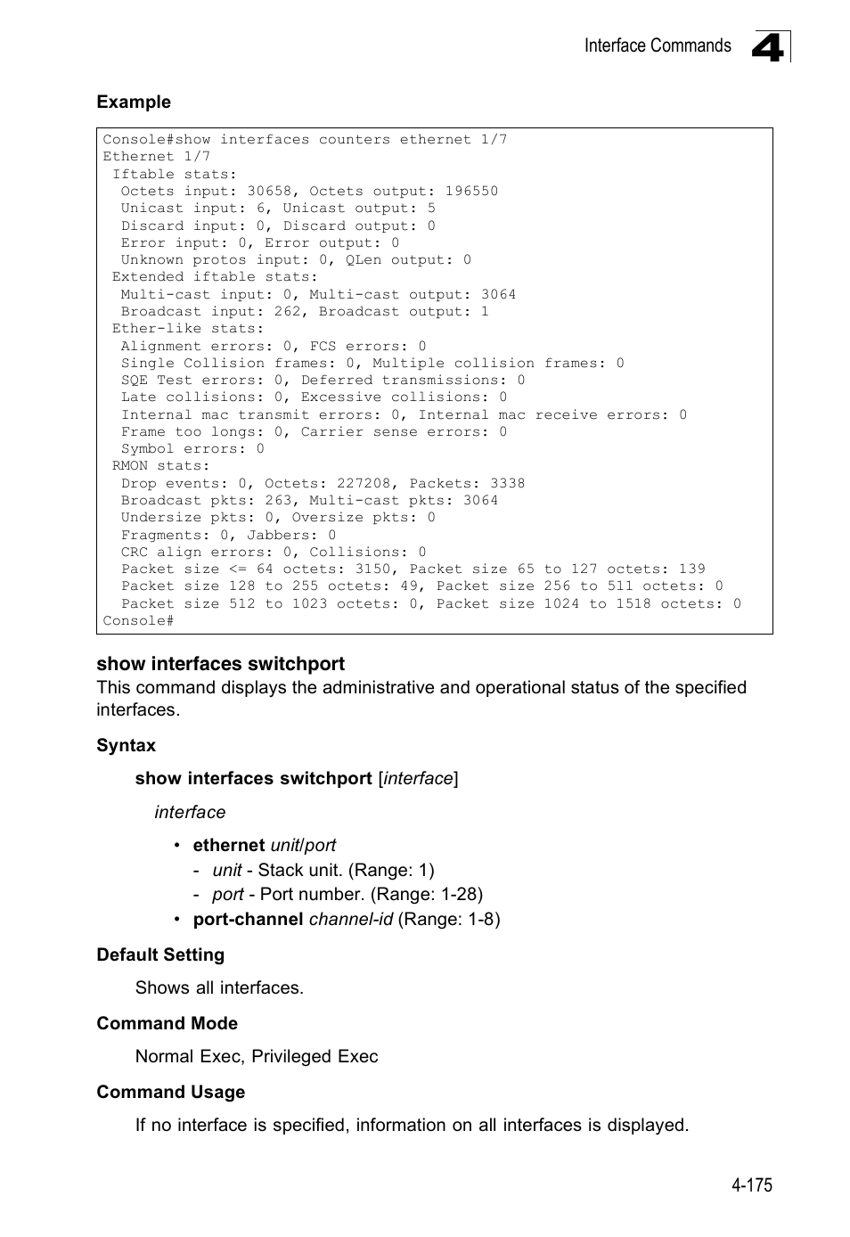 Show interfaces switchport | Accton Technology Edge-corE Fast Ethernet Switch ES3528M-SFP User Manual | Page 471 / 644