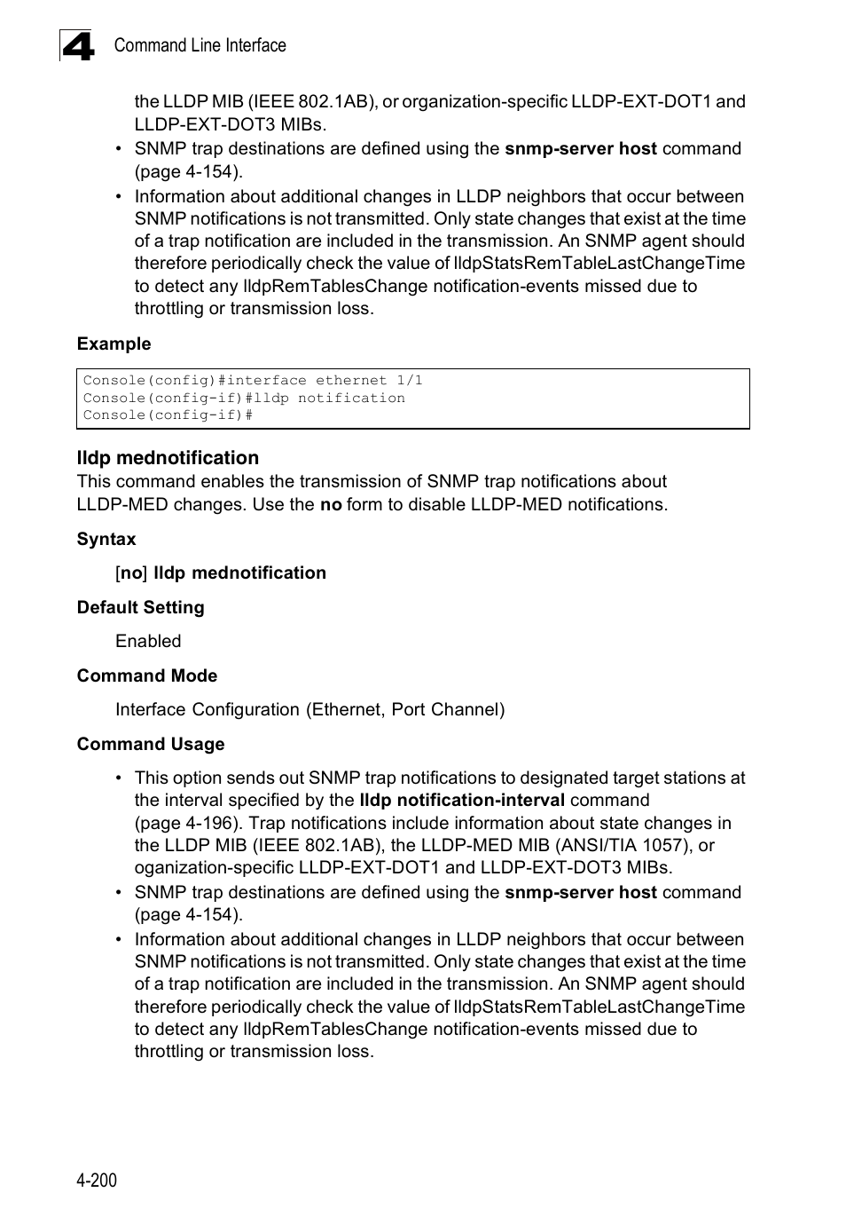 Lldp mednotification | Accton Technology Edge-corE Fast Ethernet Switch ES3528M-SFP User Manual | Page 496 / 644