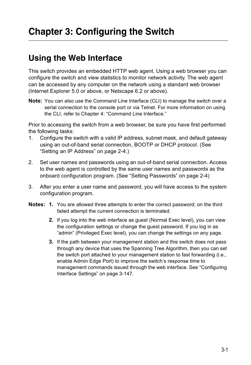 Chapter 3: configuring the switch, Using the web interface | Accton Technology Edge-corE Fast Ethernet Switch ES3528M-SFP User Manual | Page 51 / 644