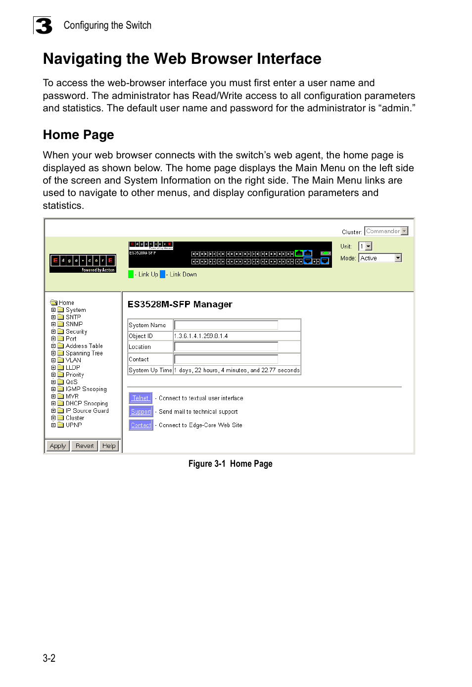 Navigating the web browser interface, Figure 3-1 | Accton Technology Edge-corE Fast Ethernet Switch ES3528M-SFP User Manual | Page 52 / 644