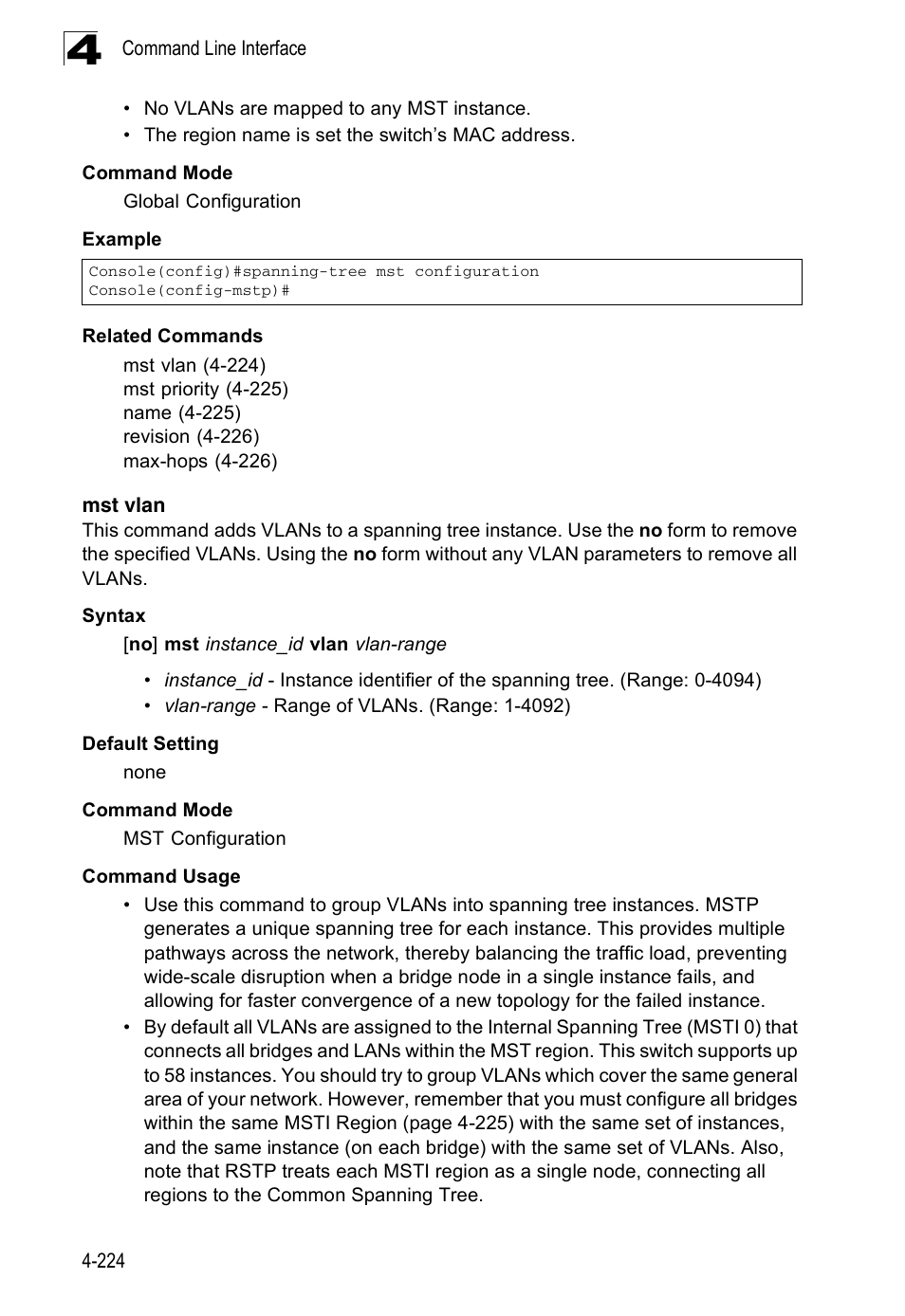 Mst vlan | Accton Technology Edge-corE Fast Ethernet Switch ES3528M-SFP User Manual | Page 520 / 644