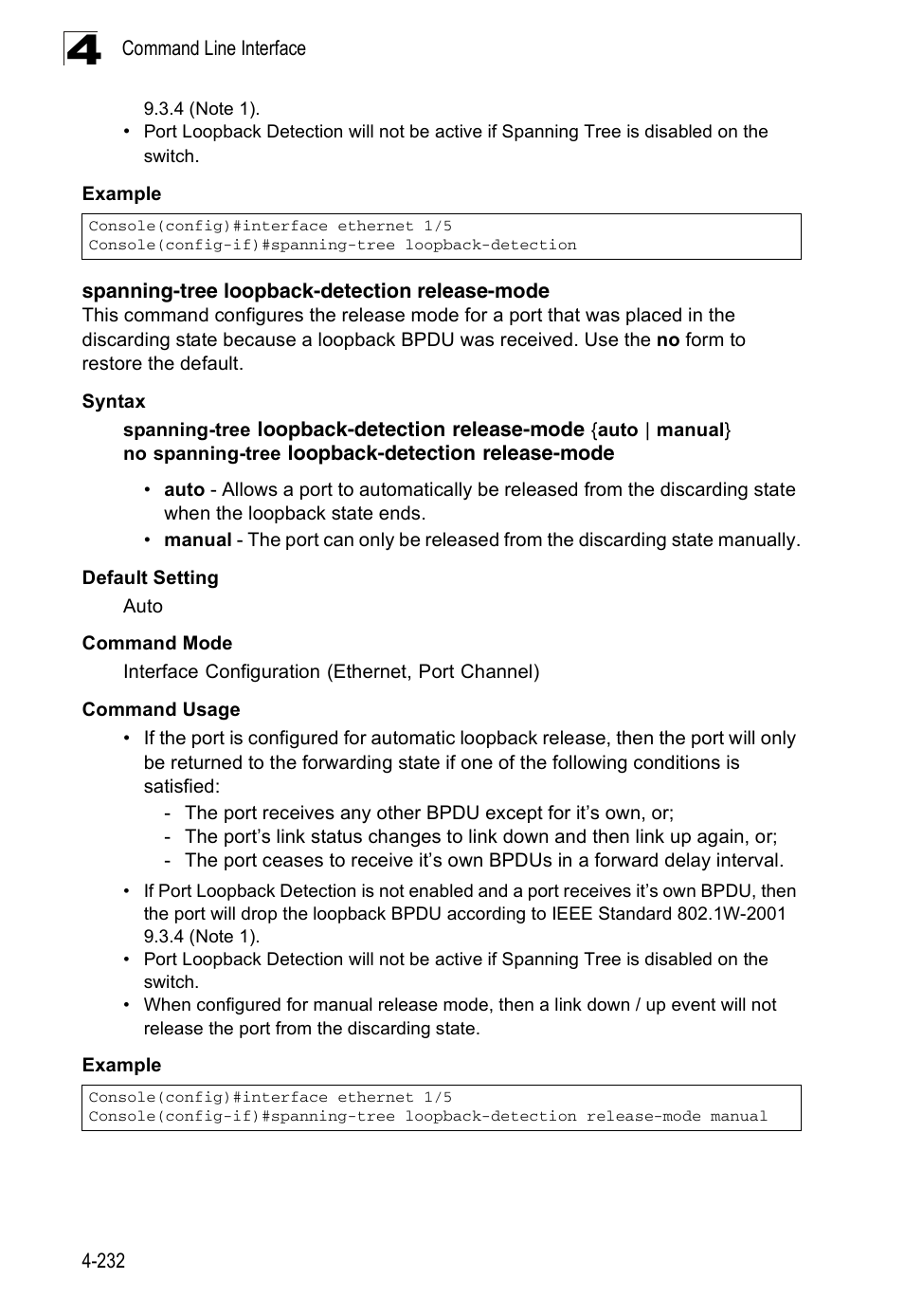 Spanning-tree loopback-detection release-mode | Accton Technology Edge-corE Fast Ethernet Switch ES3528M-SFP User Manual | Page 528 / 644
