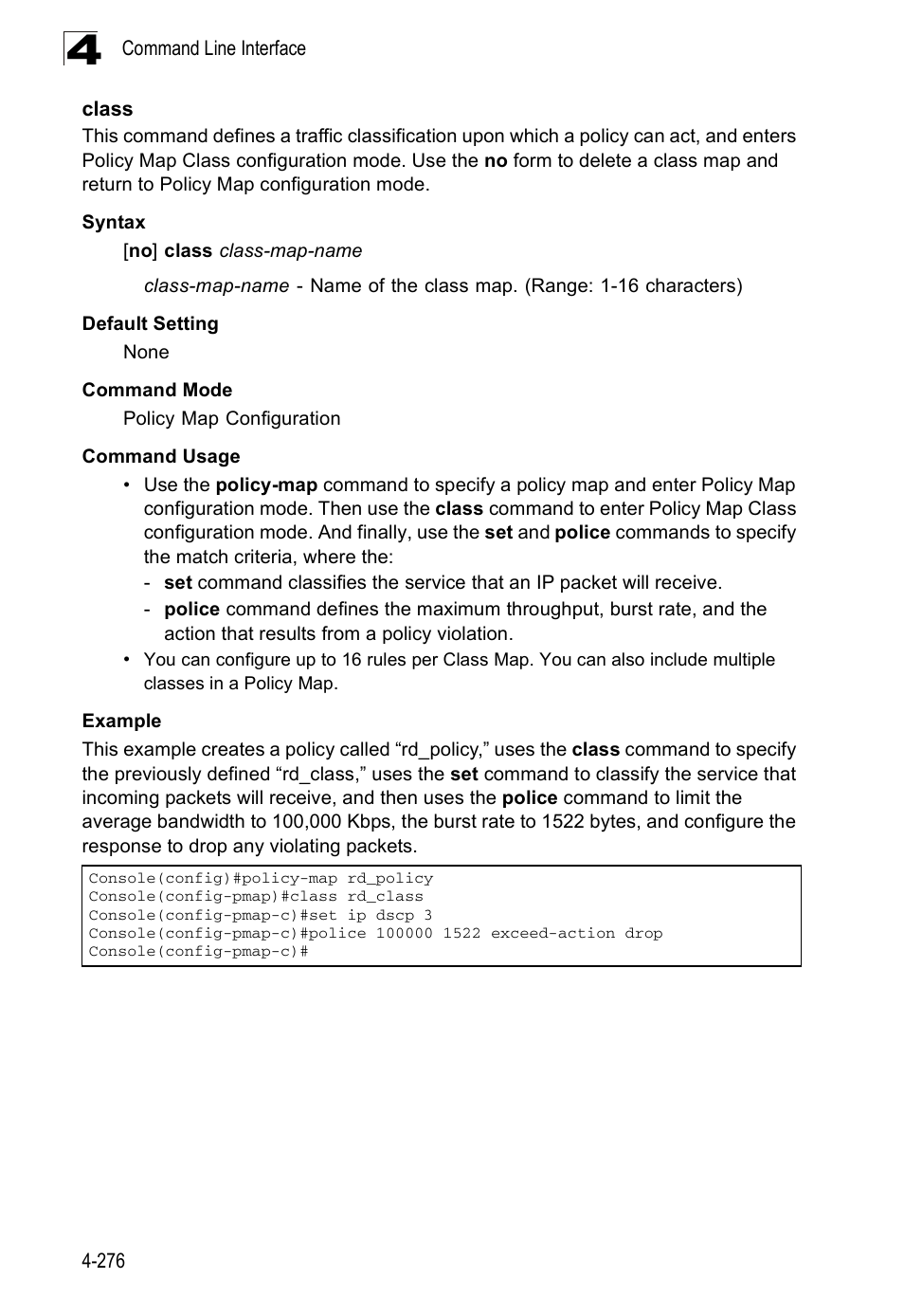 Class 4-276 | Accton Technology Edge-corE Fast Ethernet Switch ES3528M-SFP User Manual | Page 572 / 644