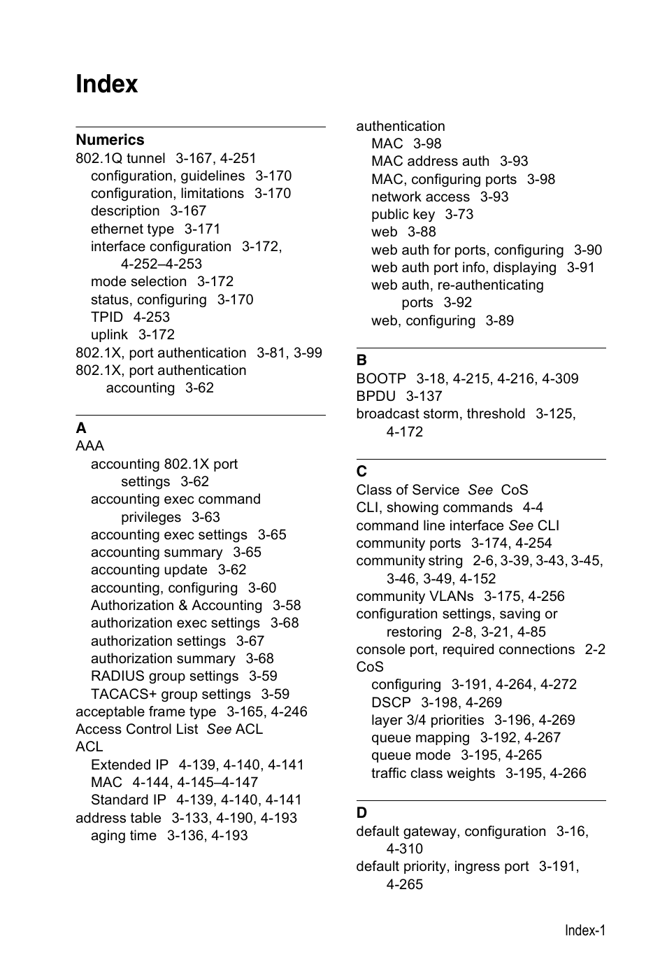 Index | Accton Technology Edge-corE Fast Ethernet Switch ES3528M-SFP User Manual | Page 637 / 644