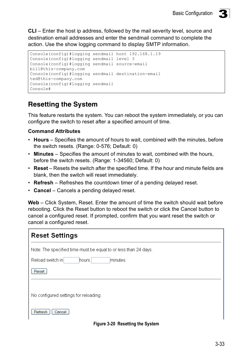 Resetting the system, Figure 3-20 resetting the system | Accton Technology Edge-corE Fast Ethernet Switch ES3528M-SFP User Manual | Page 83 / 644