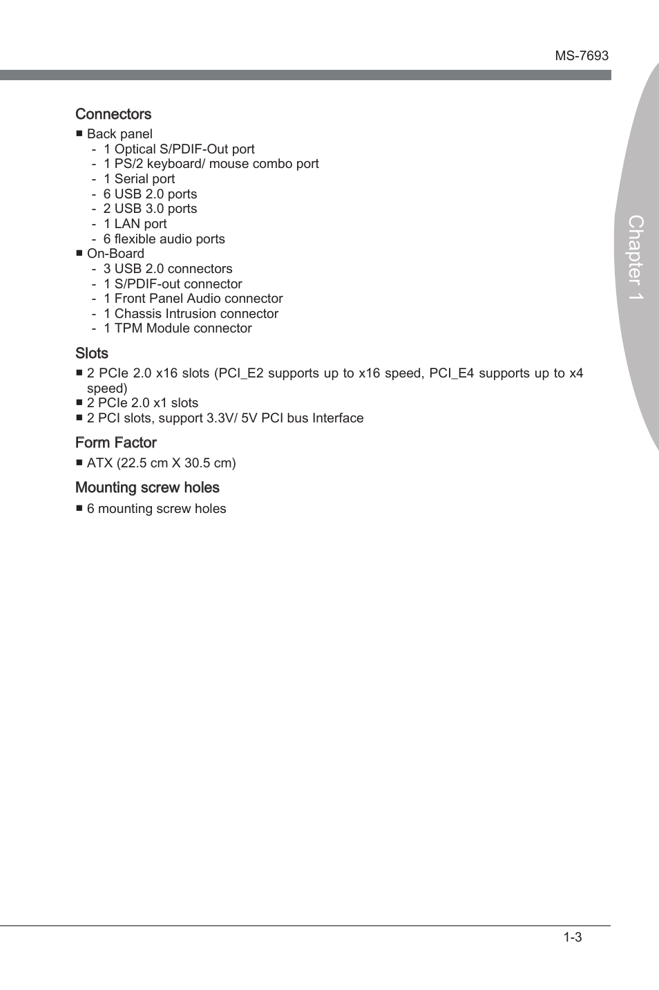 Chapter 1 | MSI 970A-G45 User Manual | Page 13 / 76