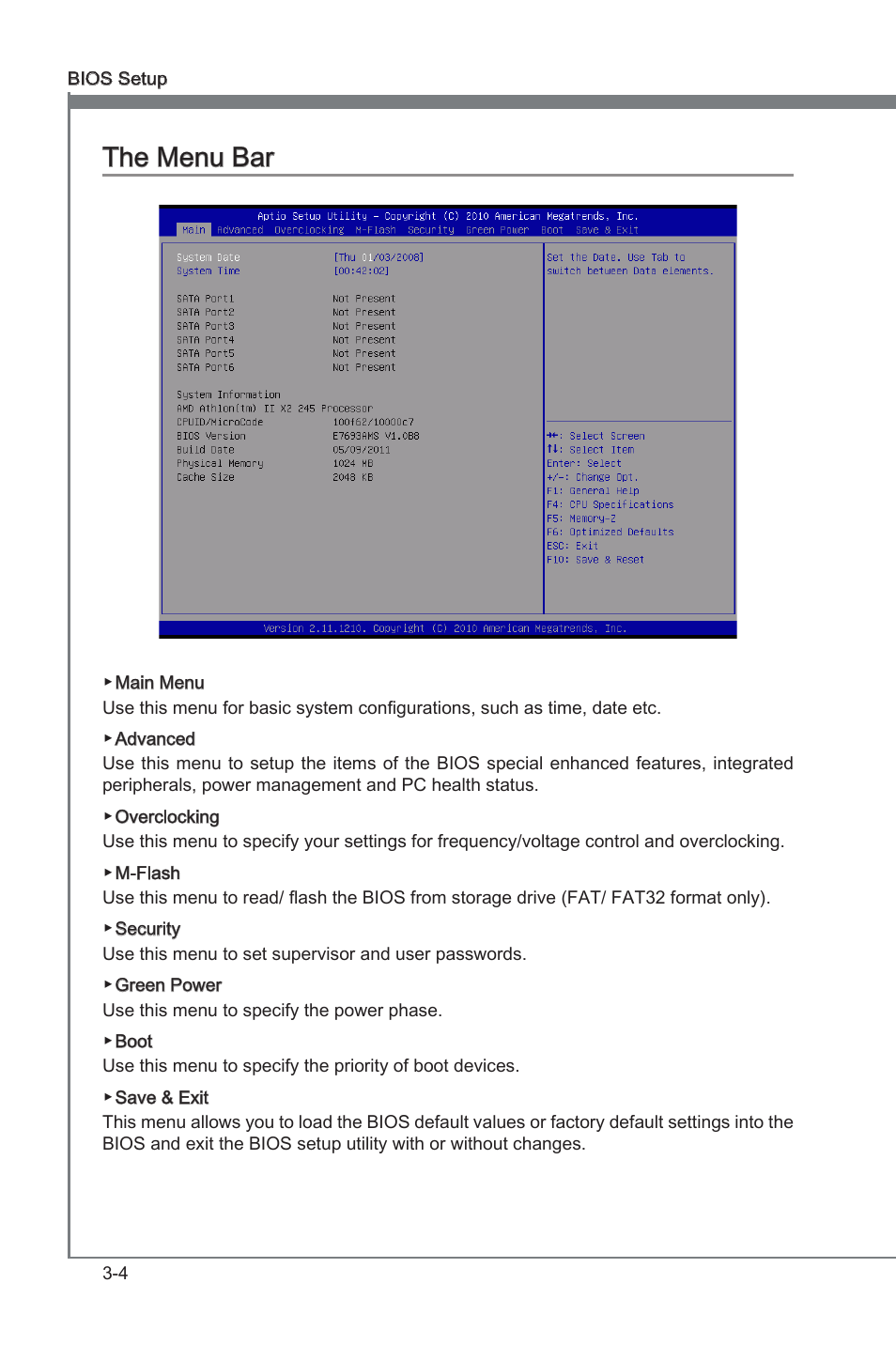 The menu bar, The menu bar -4, Chapter 3 | Chapter 3 the menu bar | MSI 970A-G45 User Manual | Page 40 / 76