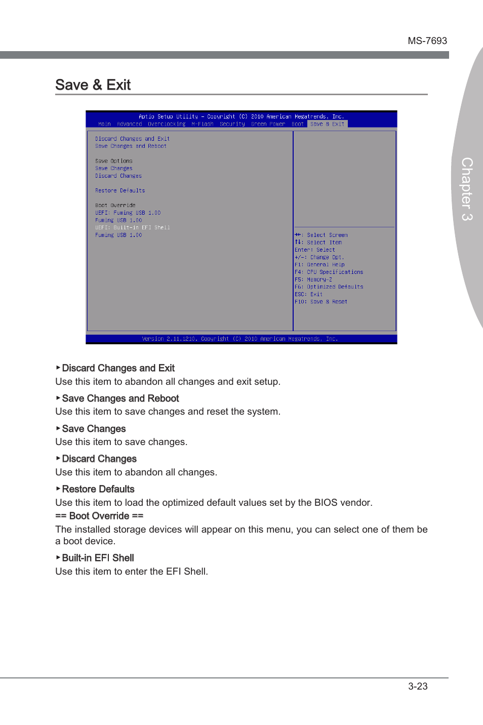 Save & exit, Save & ext -23, Chapter 3 | Chapter 3 save & ext | MSI 970A-G45 User Manual | Page 59 / 76