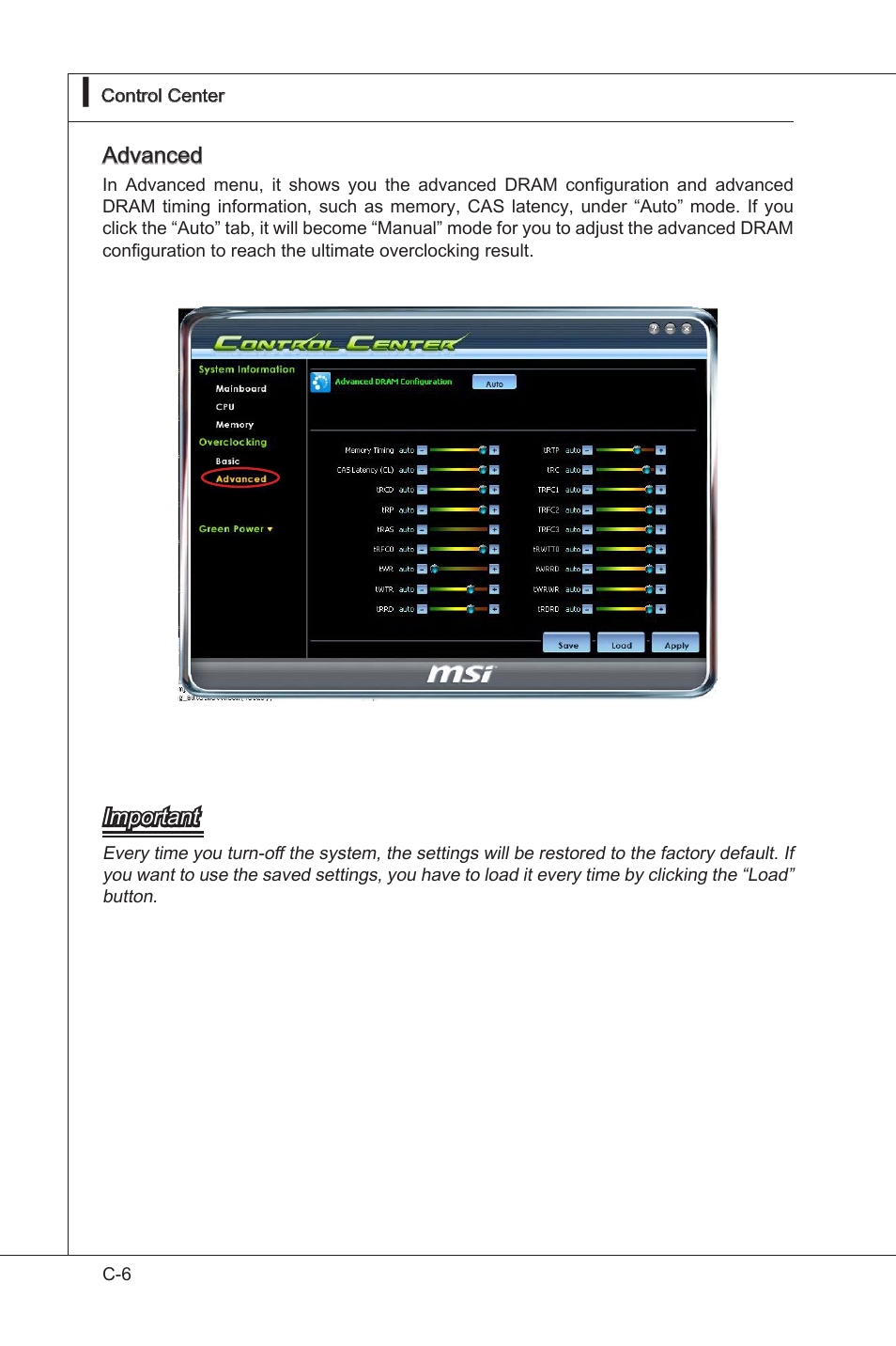 Advanced, Important | MSI 890GXM-G65 User Manual | Page 108 / 110