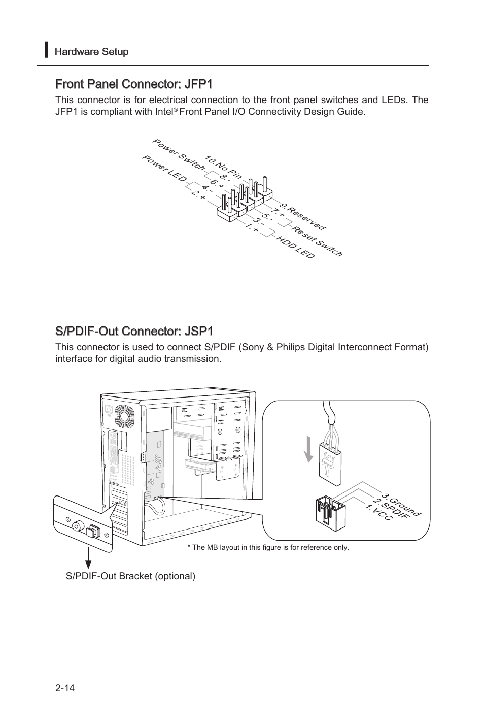 Front panel connector: jfp1, S/pdif-out connector: jsp1 | MSI 890GXM-G65 User Manual | Page 30 / 110
