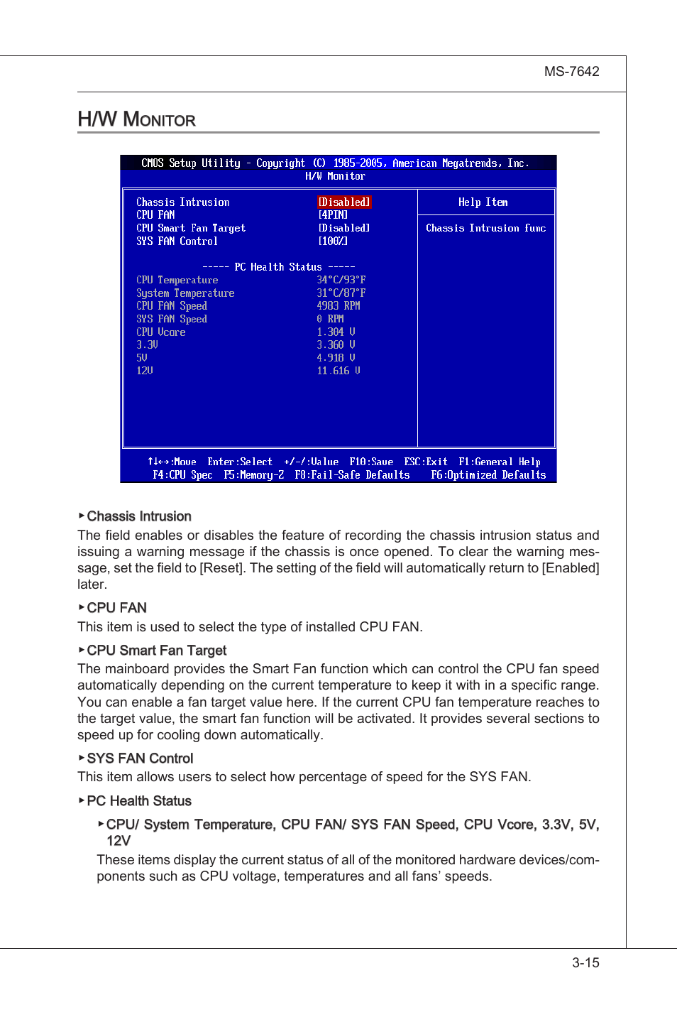 H/w monitor, H/w montor -15, H/w m | MSI 890GXM-G65 User Manual | Page 55 / 110