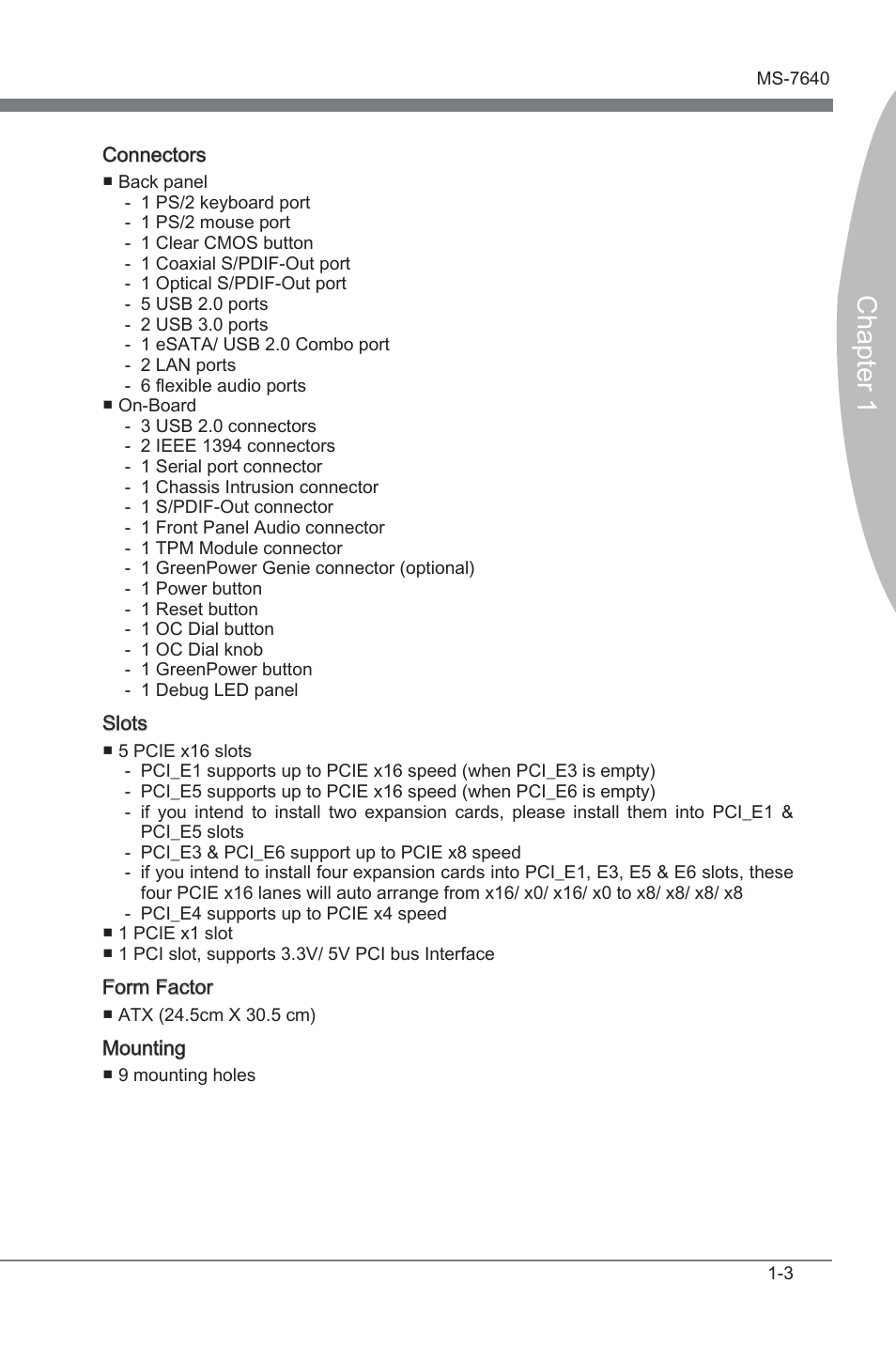 Chapter 1 | MSI 890FXA-GD70 User Manual | Page 13 / 90