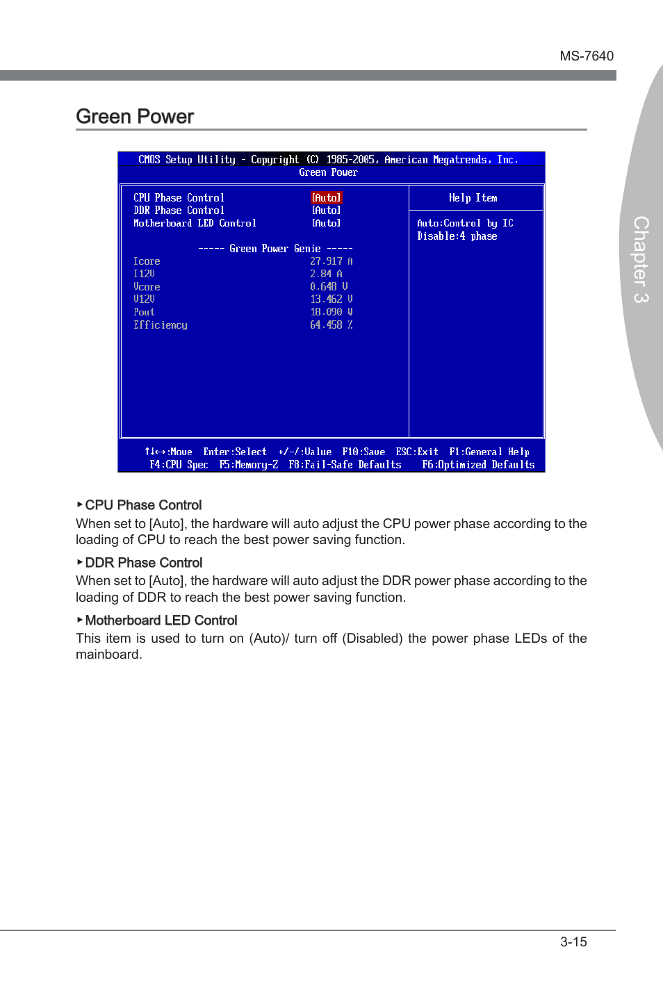 Green power, Green power -15, Chapter 3 | Chapter 3 green power | MSI 890FXA-GD70 User Manual | Page 59 / 90