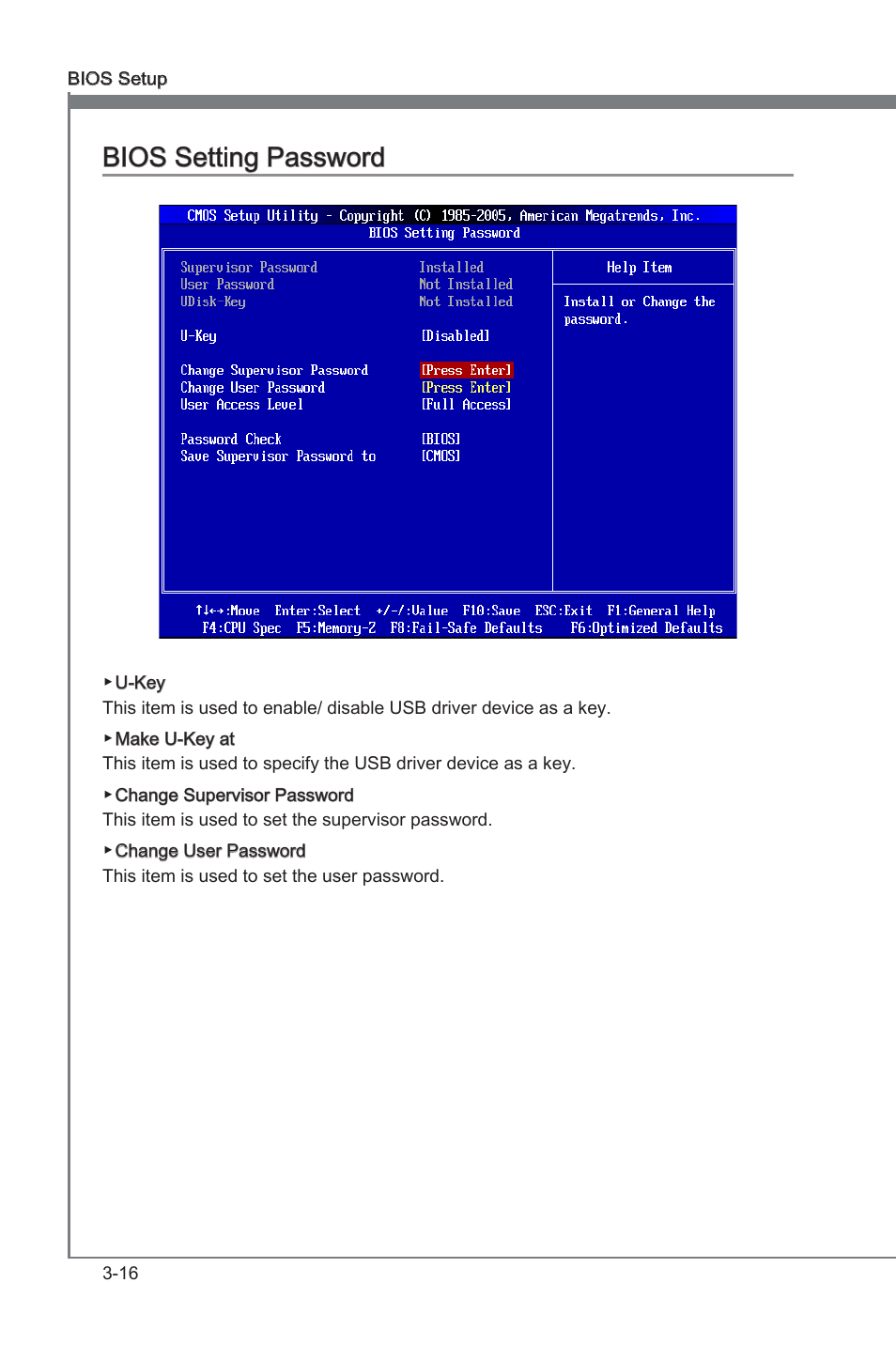 Bios setting password, Bios settng password -16, Chapter 3 | Chapter 3 bios settng password | MSI 890FXA-GD70 User Manual | Page 60 / 90