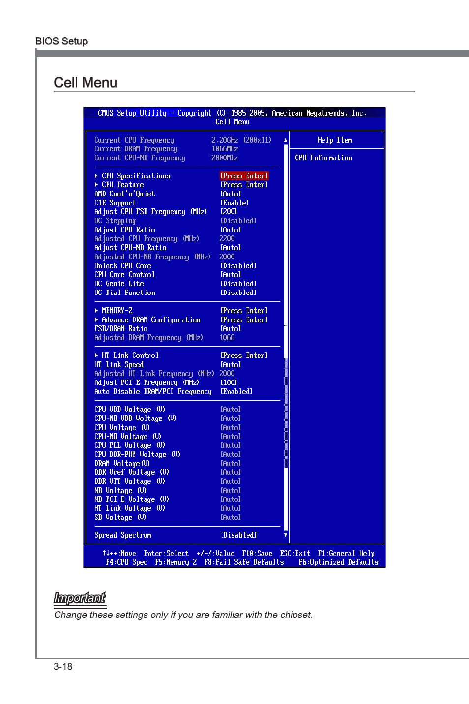 Cell menu, Cell menu -18, Chapter 3 | Chapter 3 cell menu | MSI 890FXA-GD70 User Manual | Page 62 / 90