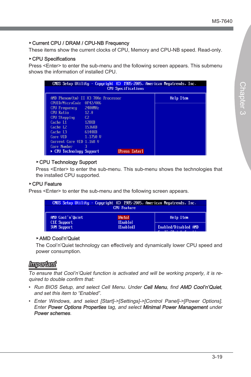 Chapter 3, Important | MSI 890FXA-GD70 User Manual | Page 63 / 90