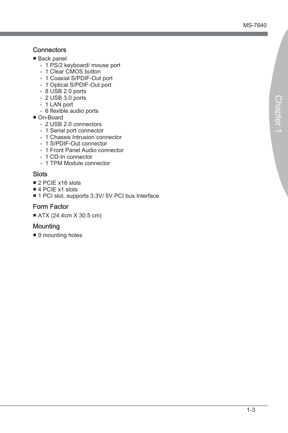 Chapter 1 | MSI 890FXA-GD65 User Manual | Page 13 / 80