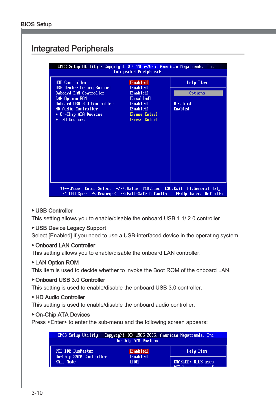 Integrated peripherals, Integrated perpherals -10, Chapter 3 | Chapter 3 integrated perpherals | MSI 890FXA-GD65 User Manual | Page 46 / 80