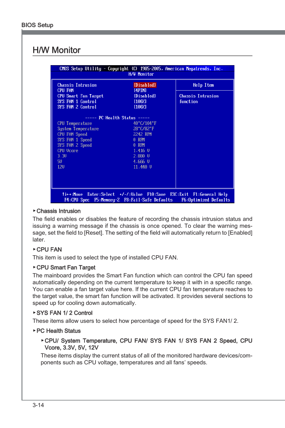 H/w monitor, H/w montor -14, Chapter 3 | Chapter 3 h/w montor | MSI 890FXA-GD65 User Manual | Page 50 / 80