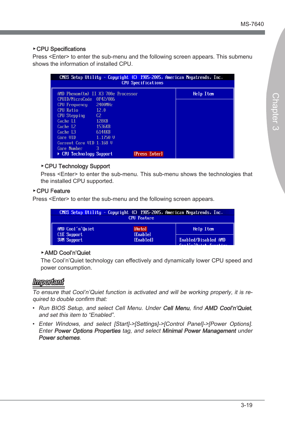 Chapter 3, Important | MSI 890FXA-GD65 User Manual | Page 55 / 80