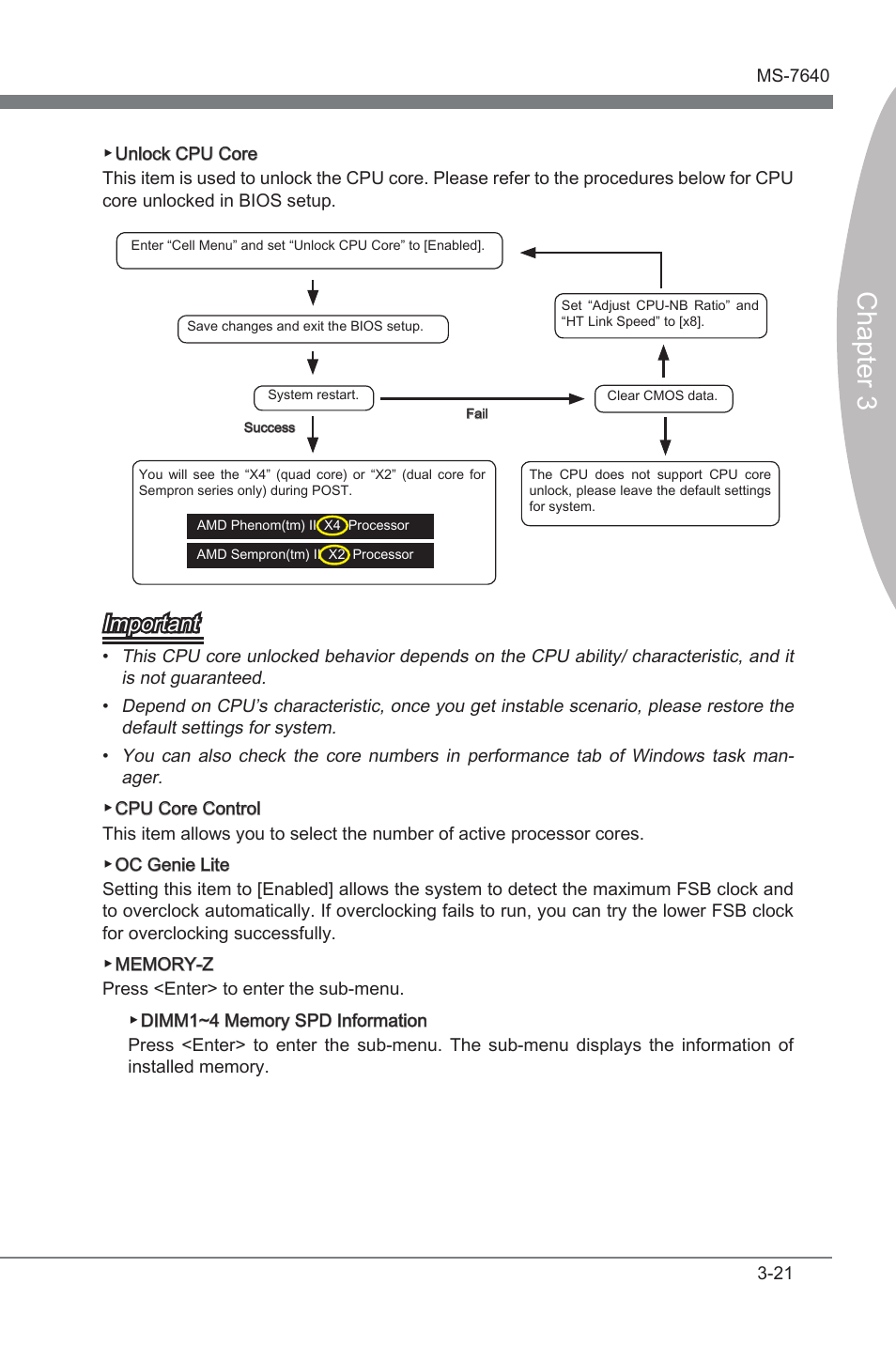 Chapter 3, Important | MSI 890FXA-GD65 User Manual | Page 57 / 80