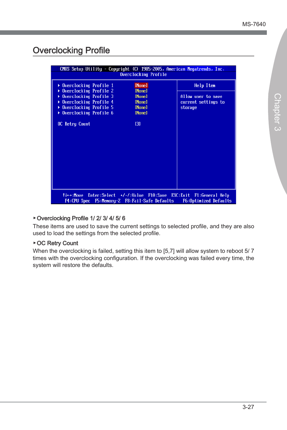 Overclocking profile, Overclockng profile -27, Chapter 3 | Chapter 3 overclockng profile | MSI 890FXA-GD65 User Manual | Page 63 / 80