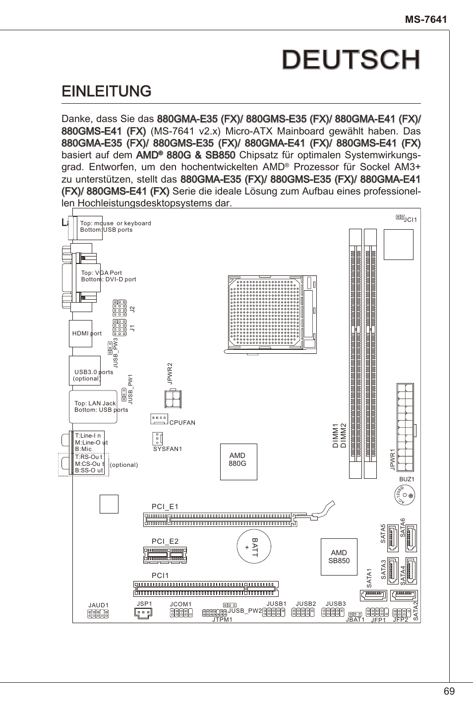 Deutsch, Einleitung | MSI 880GMA-E35 (FX) User Manual | Page 69 / 169