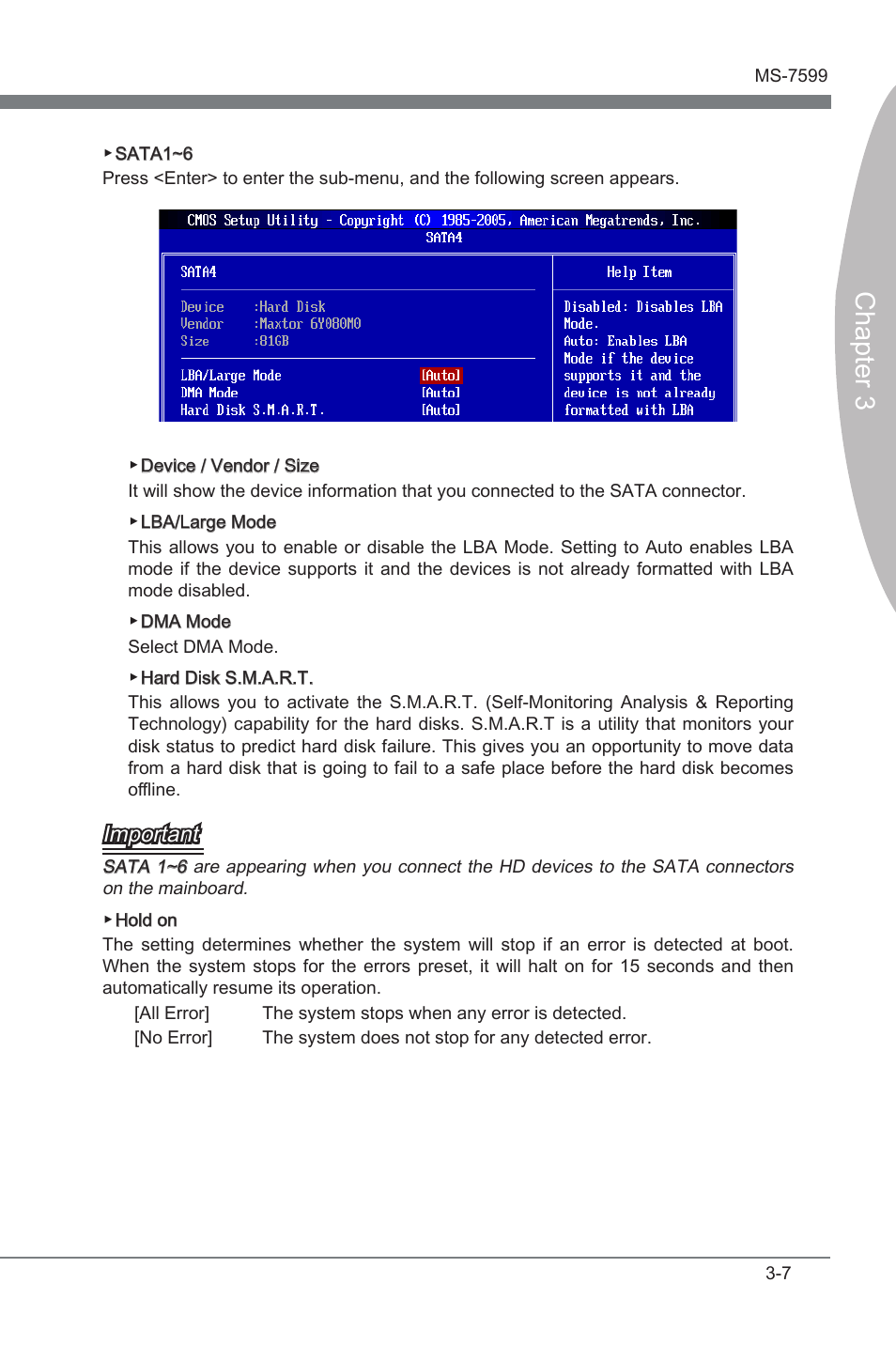 Chapter 3, Important | MSI 870A-G46 User Manual | Page 43 / 80