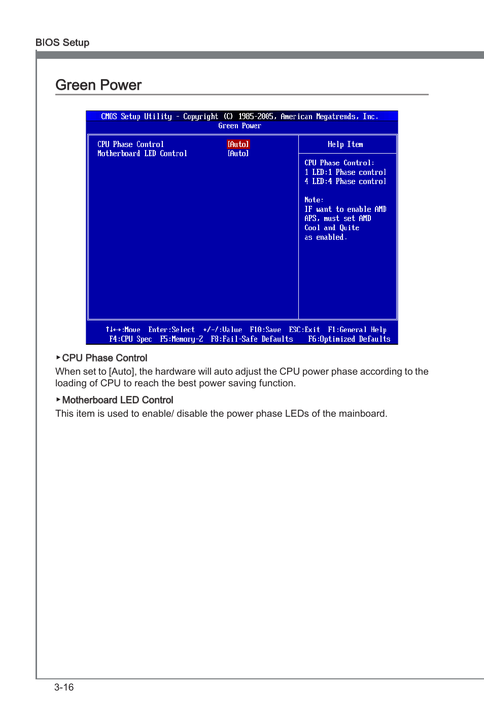 Green power -16, Chapter 3, Chapter 3 green power | MSI 870A-G46 User Manual | Page 52 / 80