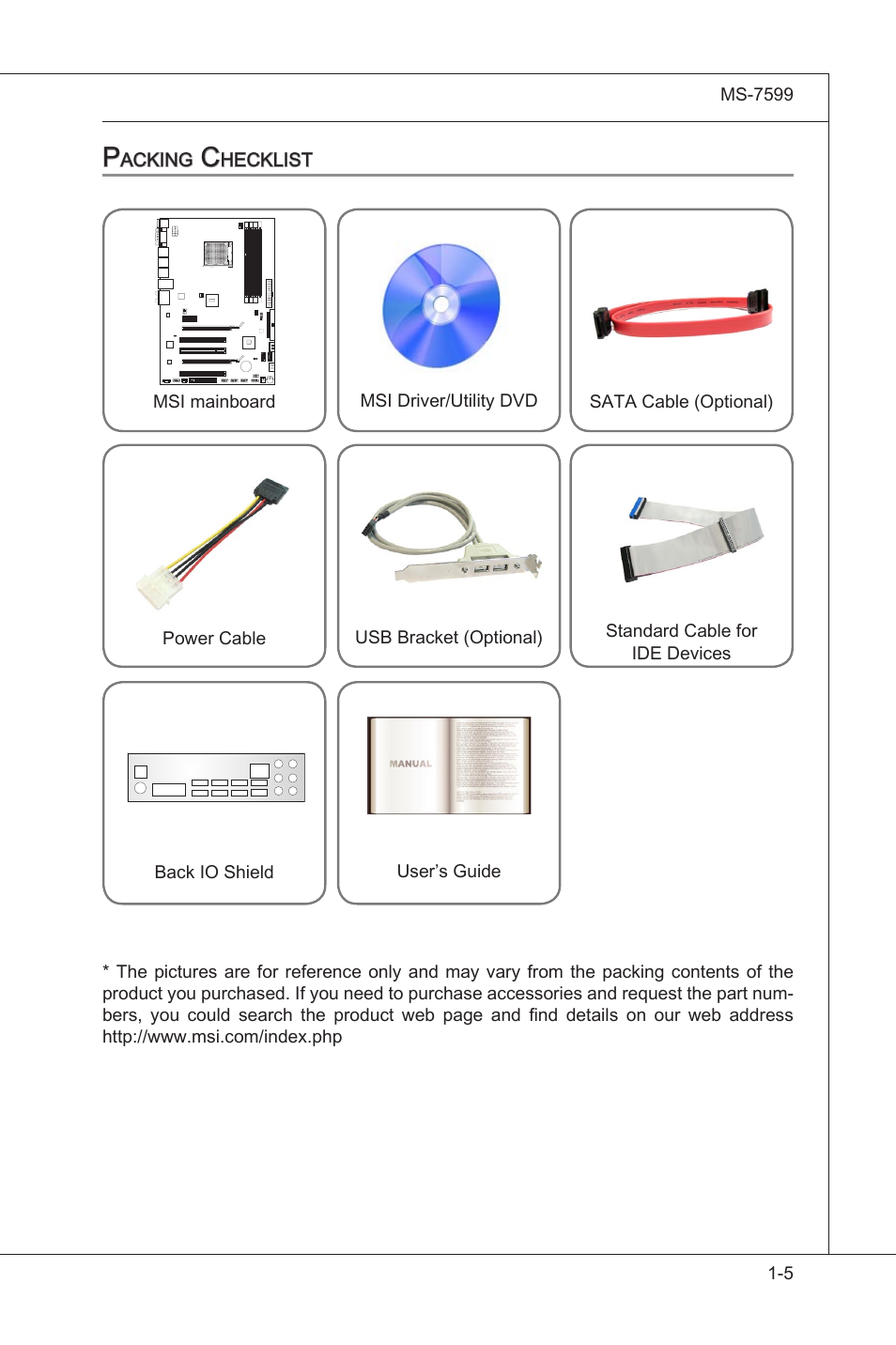 Packng checklst -5 | MSI 870A-G54 (FX) User Manual | Page 15 / 84