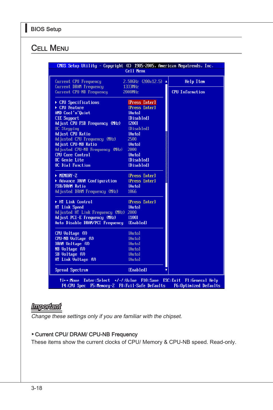 Cell menu -18 | MSI 870A-G54 (FX) User Manual | Page 58 / 84