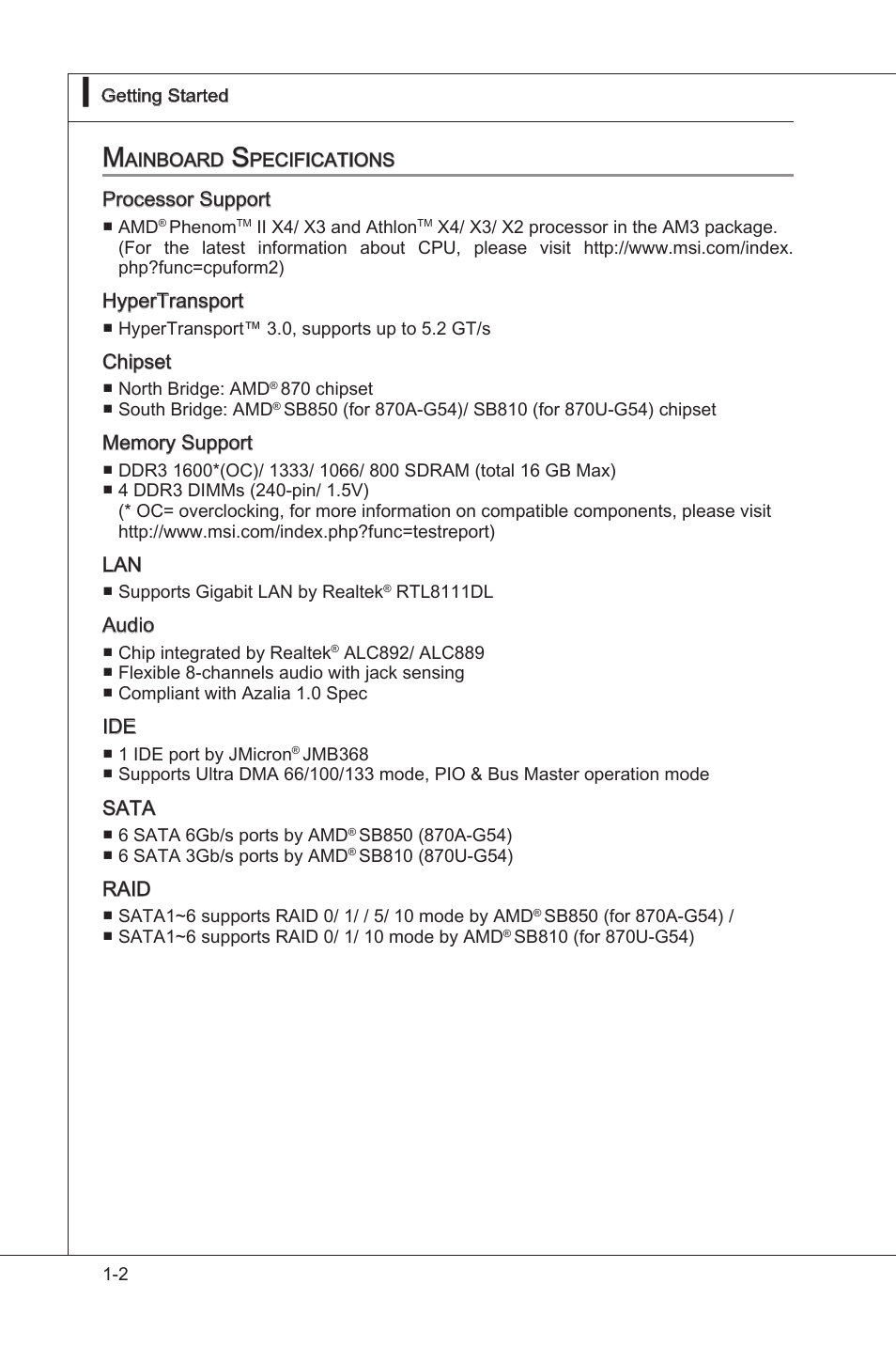MSI 870A-G54 User Manual | Page 11 / 83