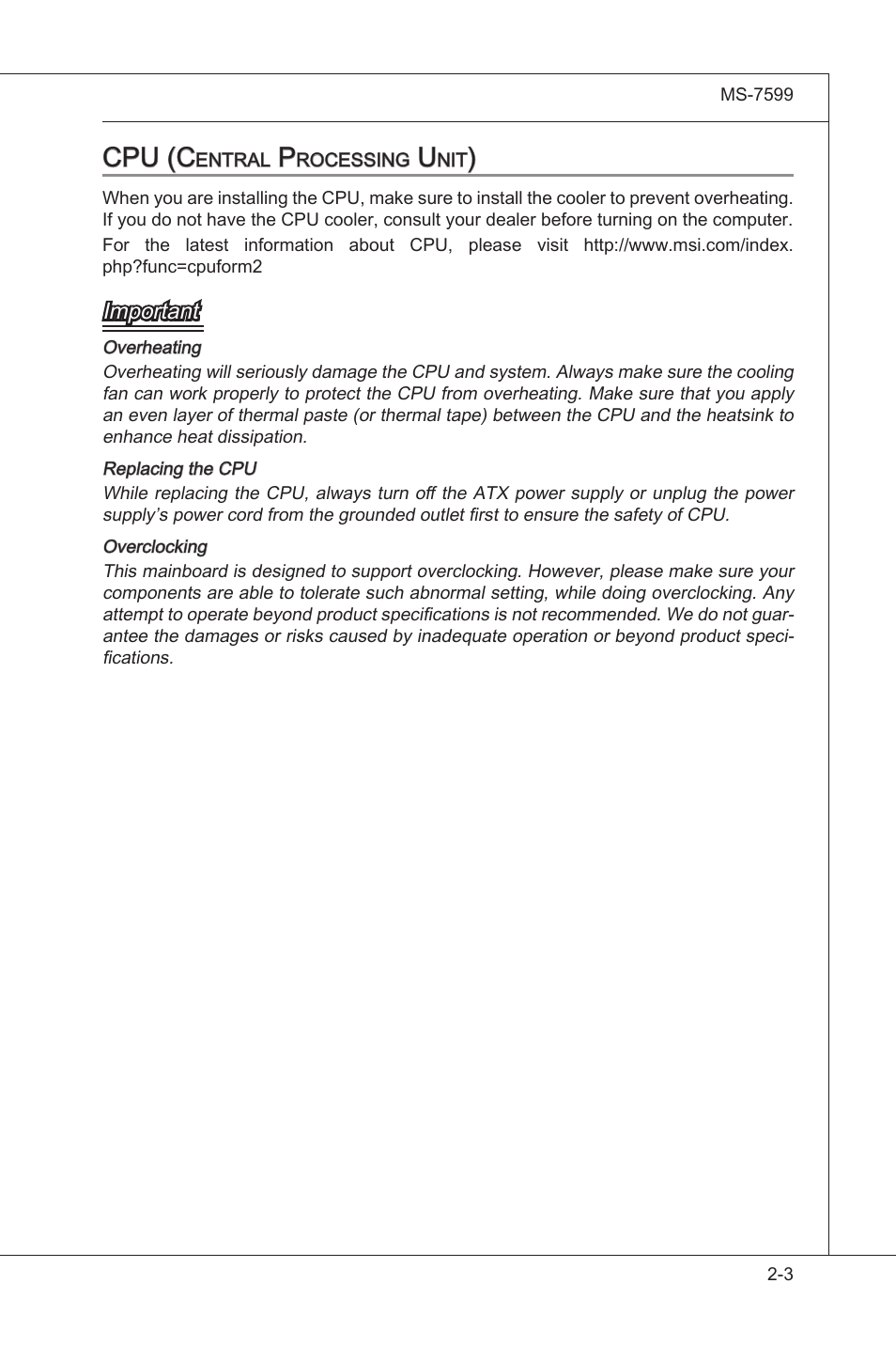 Cpu (c | MSI 870A-G54 User Manual | Page 18 / 83