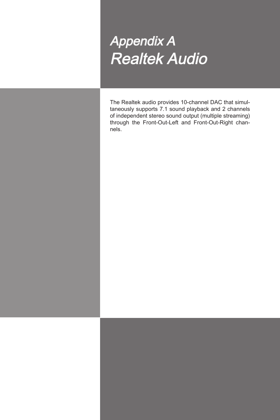 Realtek audo, Appendx a | MSI 870A-G54 User Manual | Page 68 / 83