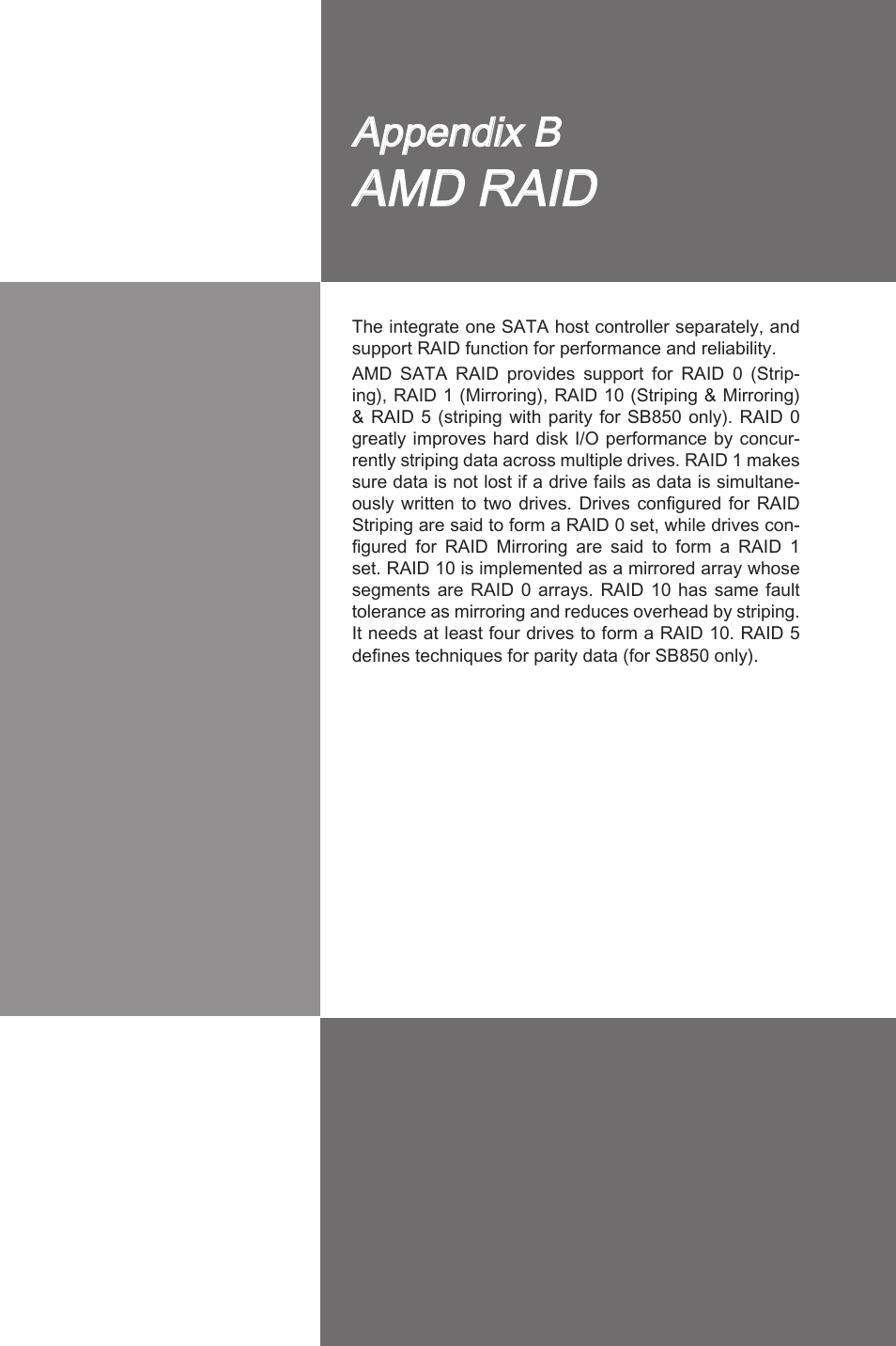 Amd raid, Appendx b | MSI 870A-G54 User Manual | Page 74 / 83