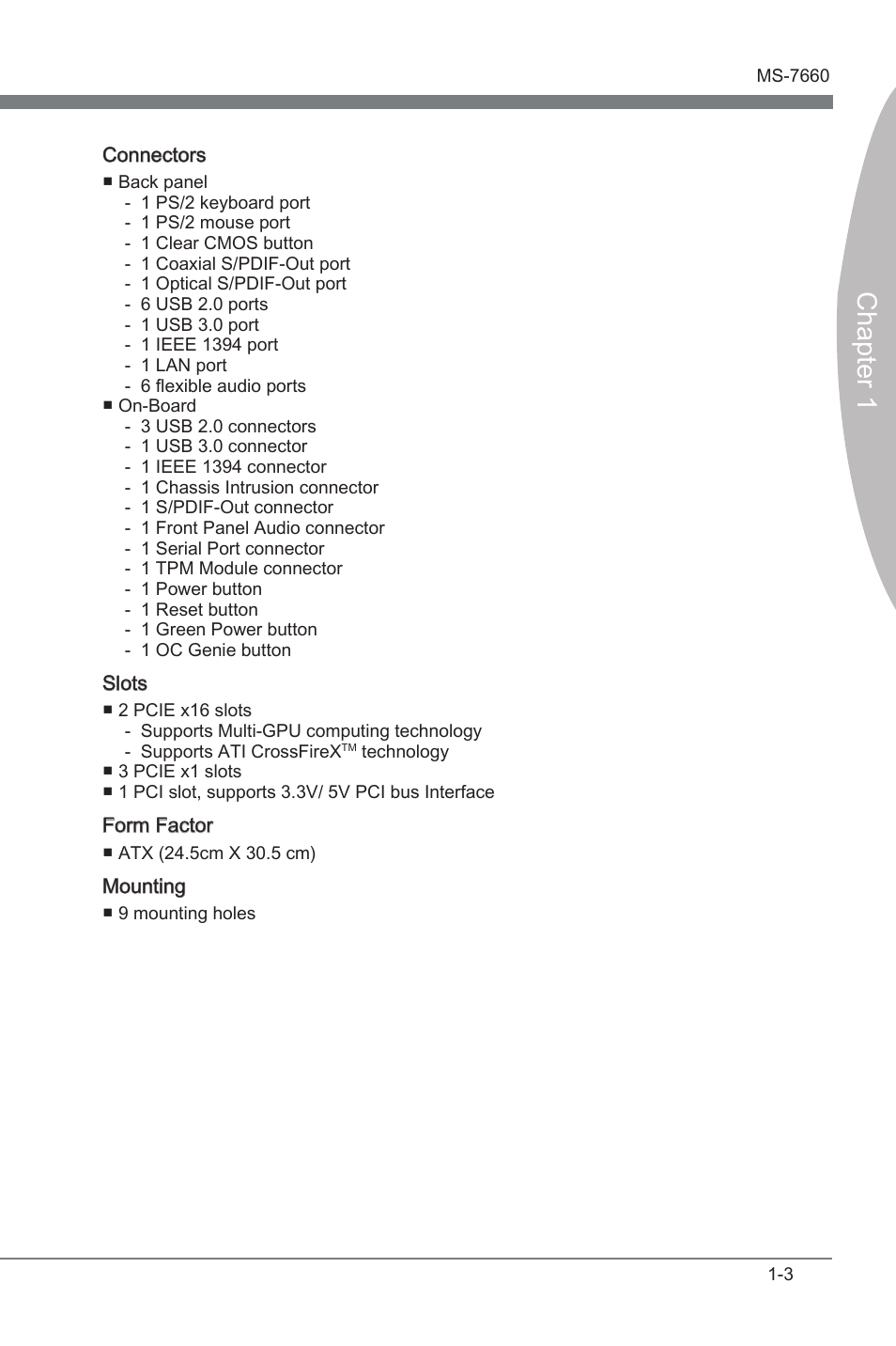Chapter 1 | MSI 870A Fuzion Power Edition User Manual | Page 13 / 86