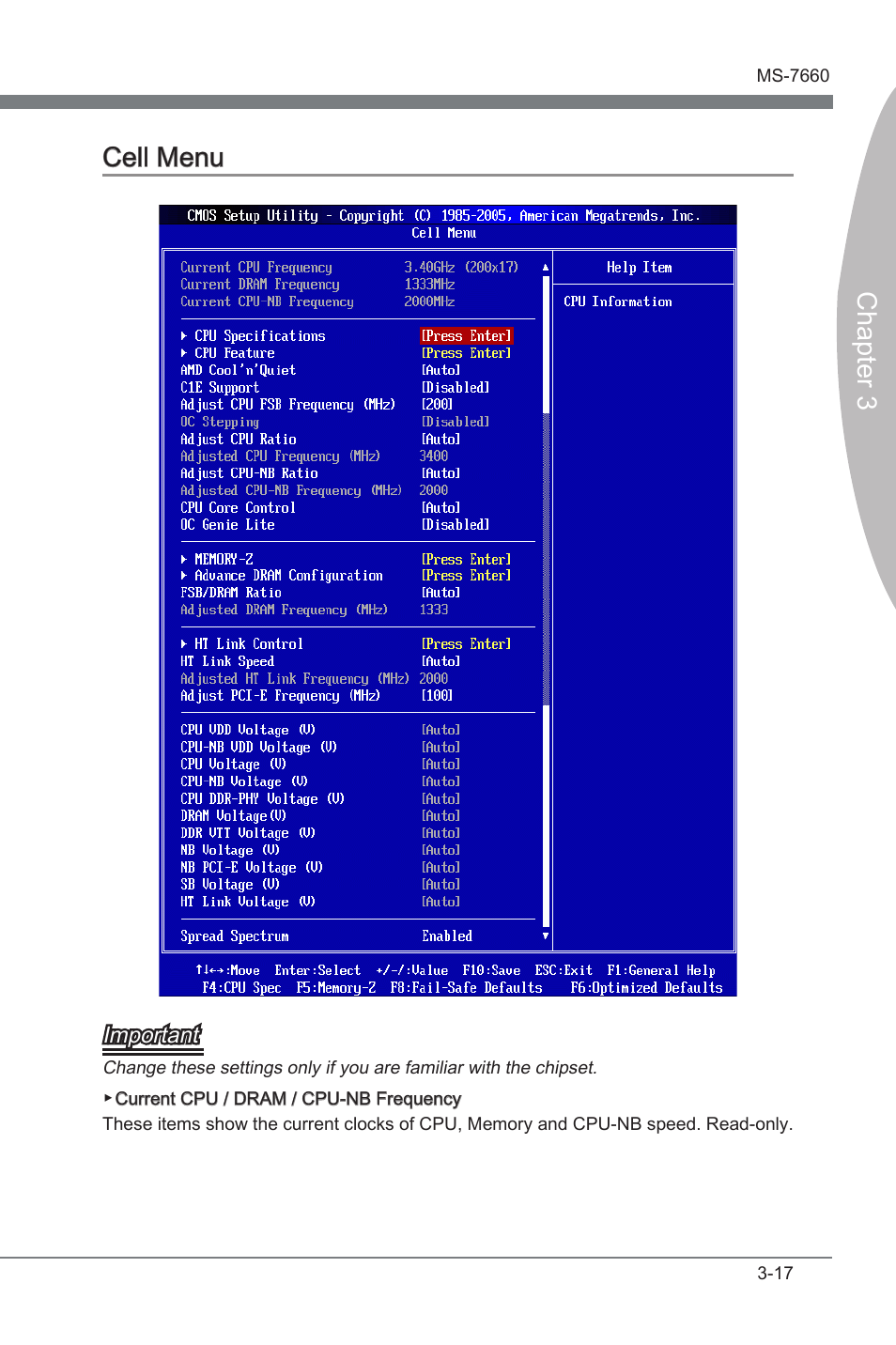 Chapter 3, Chapter 3 cell menu | MSI 870A Fuzion Power Edition User Manual | Page 59 / 86