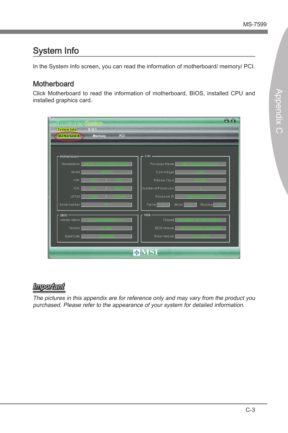 Append x c, Append x c system info | MSI 870-G45 User Manual | Page 99 / 104