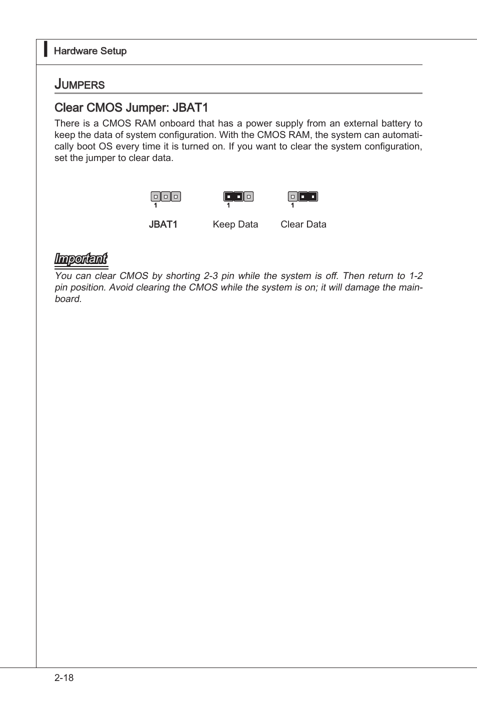 Clear cmos jumper: jbat1, Important | MSI 760GM-P35 User Manual | Page 34 / 97