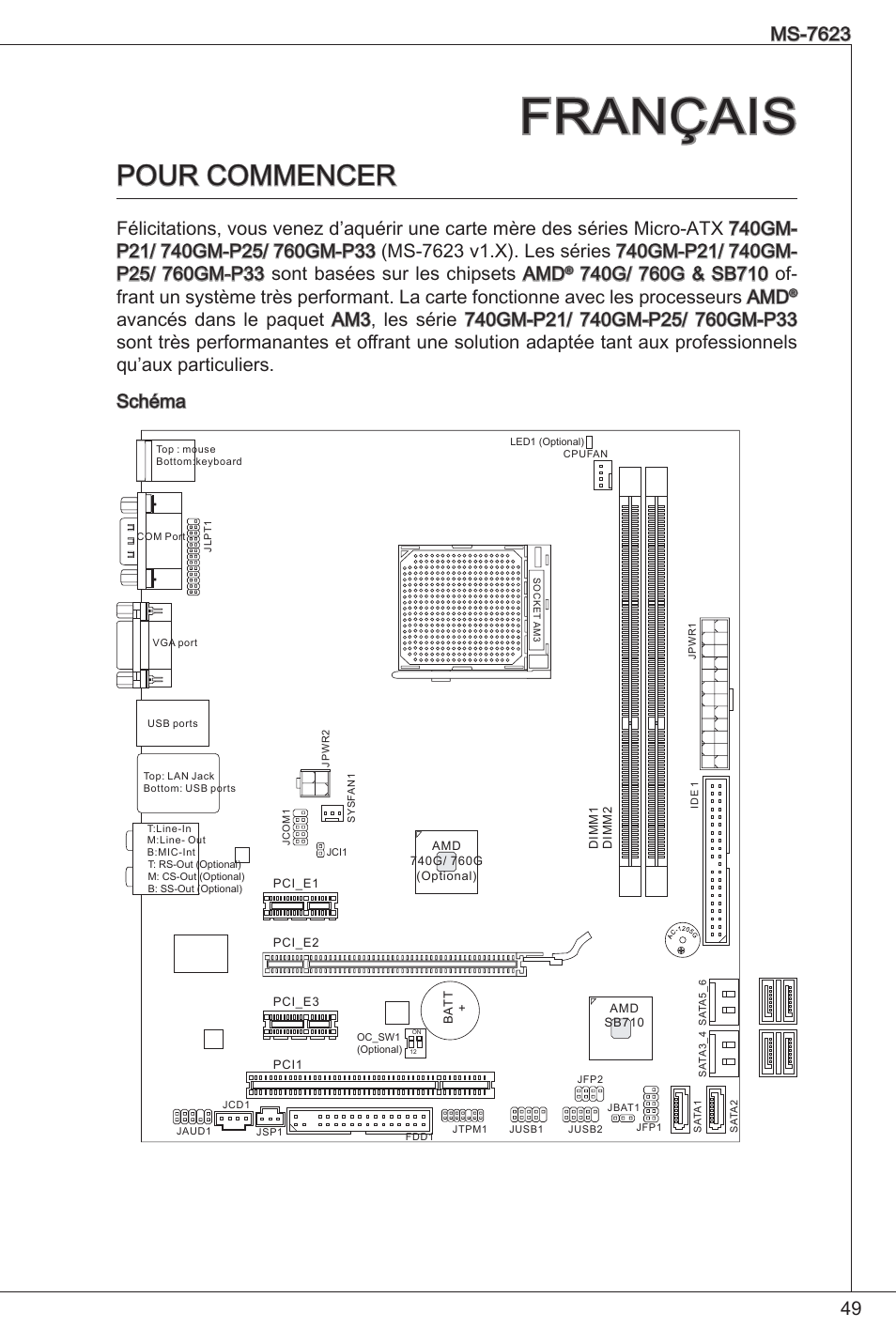 Français, Pour commencer | MSI 760GM-P33 User Manual | Page 49 / 169