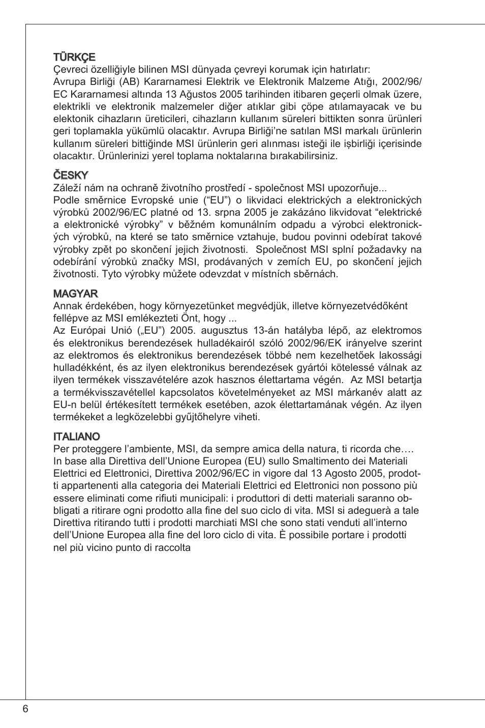 Table of content, English, Français | Deutsch, Русский | MSI 760GM-P33 User Manual | Page 6 / 169