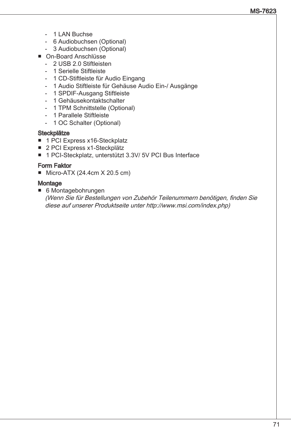 Spezifikationen | MSI 760GM-P33 User Manual | Page 71 / 169