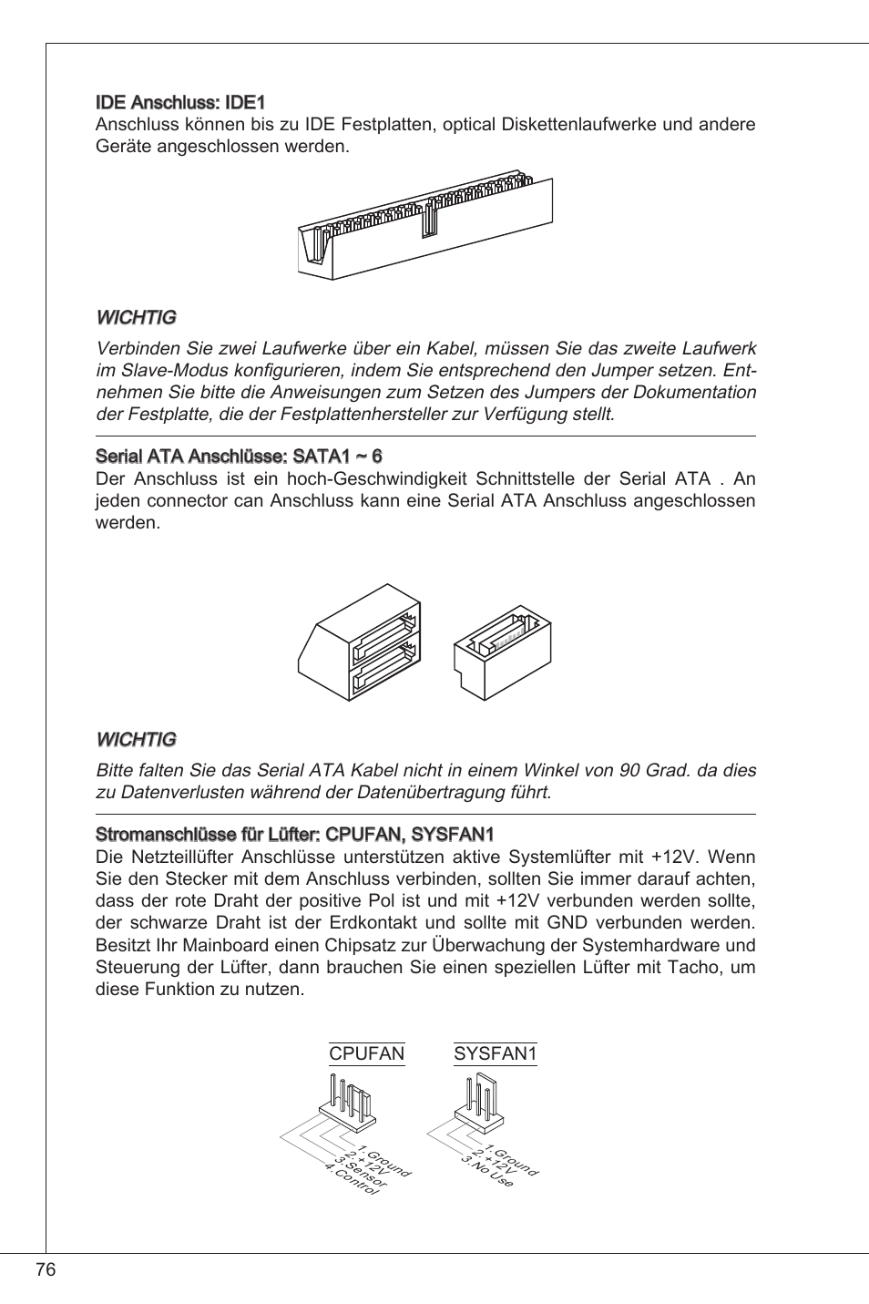Jfp1, Cpufan, Sysfan1 | MSI 760GM-P33 User Manual | Page 76 / 169