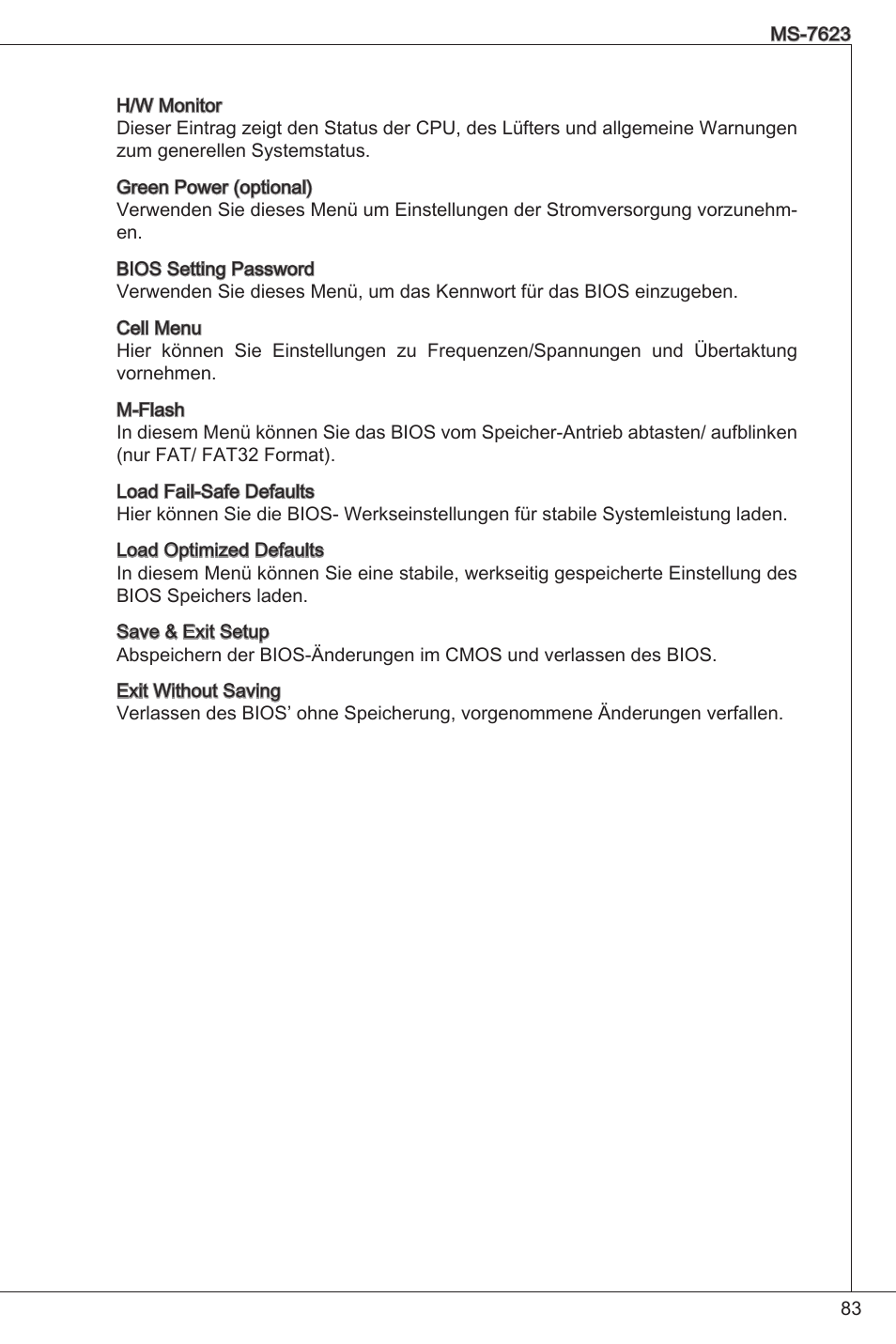 Bios setup | MSI 760GM-P33 User Manual | Page 83 / 169